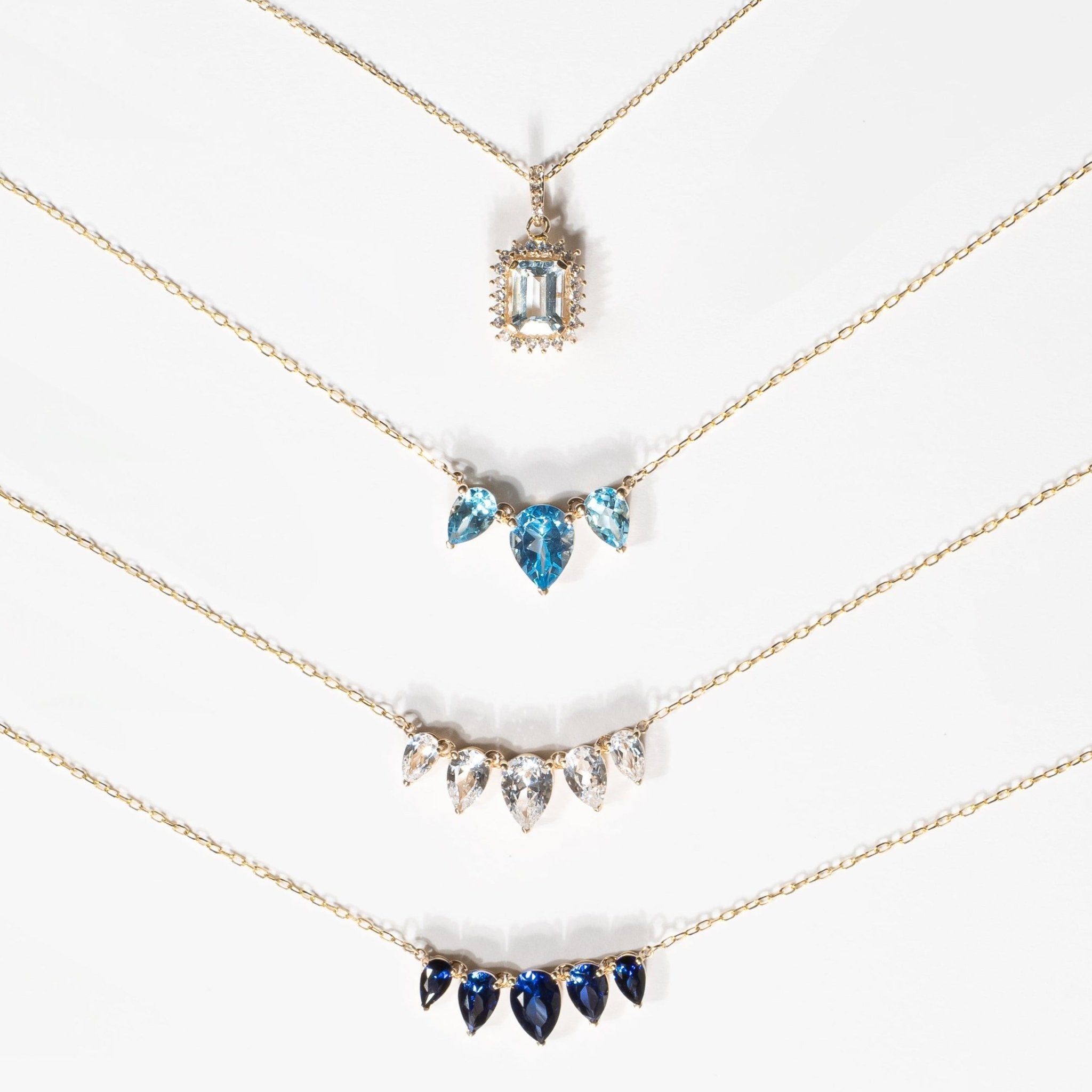 10k Yellow Gold Teardrop Swiss Blue Topaz Necklace for Women - Elegant Jewelry Gift for Birthday, Anniversary & Special Occasions