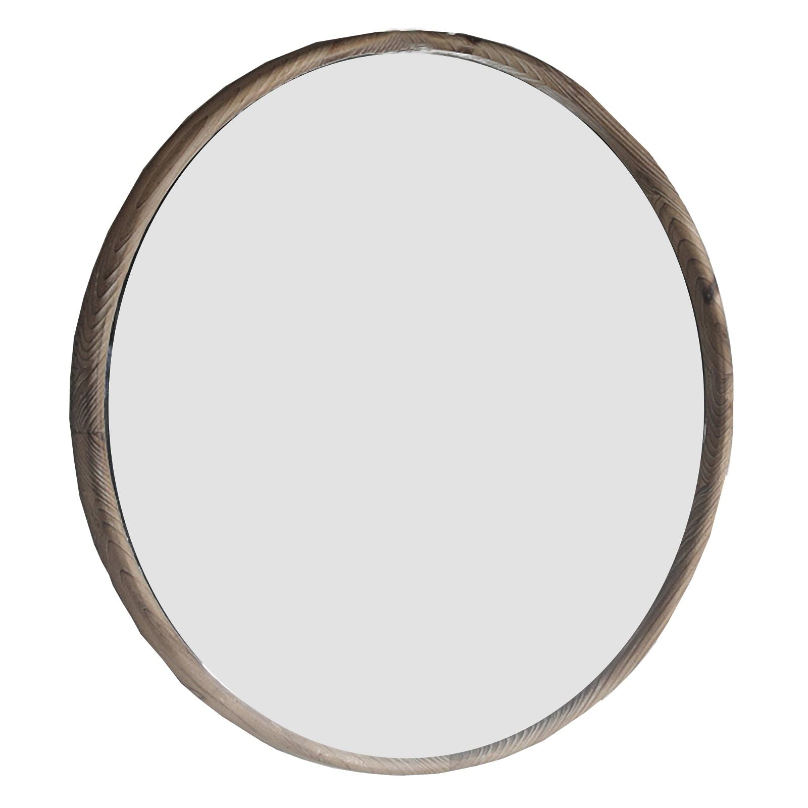 Round Grove Mirror 700mm - Natural Wood Frame - Modern Wall Decor for Living Room, Bedroom & Bathroom - Urban Style Home Accent