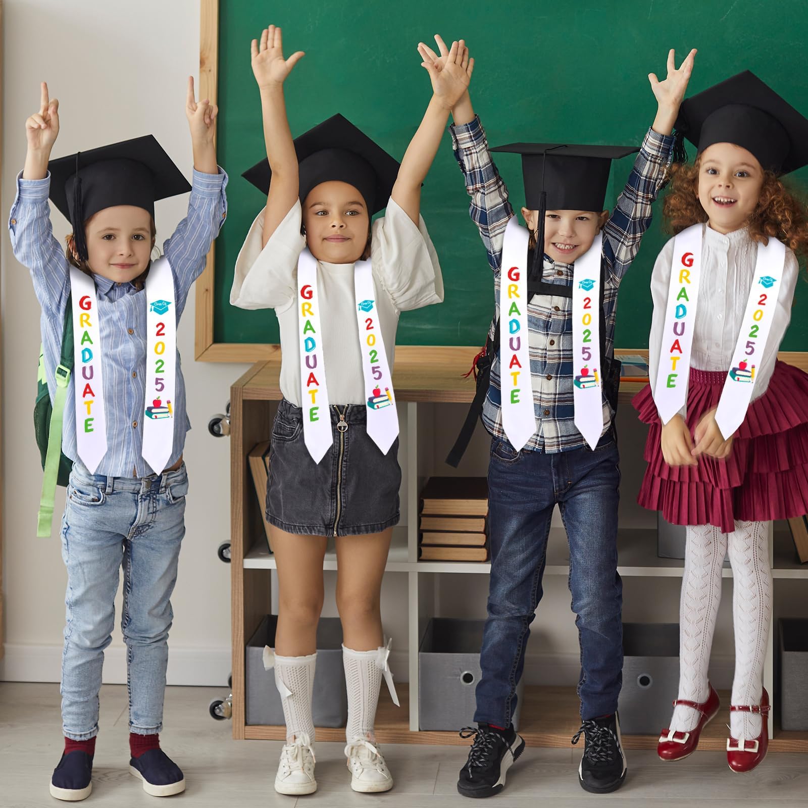 YLOLUL 2 Pack Preschool Graduation Stoles 2025 - Printed Kindergarten Sash for Boys & Girls, Unisex Graduation Gifts for Kids - Perfect for Preschool Ceremonies, Kindergarten Celebrations & Photo Shoots