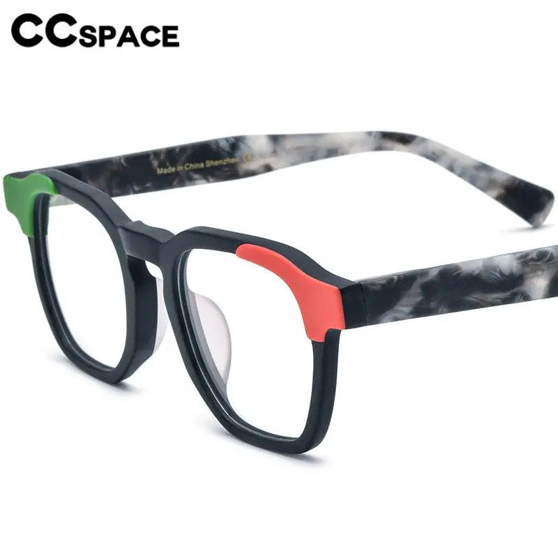 CCspace Unisex Full Rim Square Acetate Eyeglasses 56973 - Stylish & Durable Frame for Men & Women - Perfect for Work, Reading & Fashion Accessories