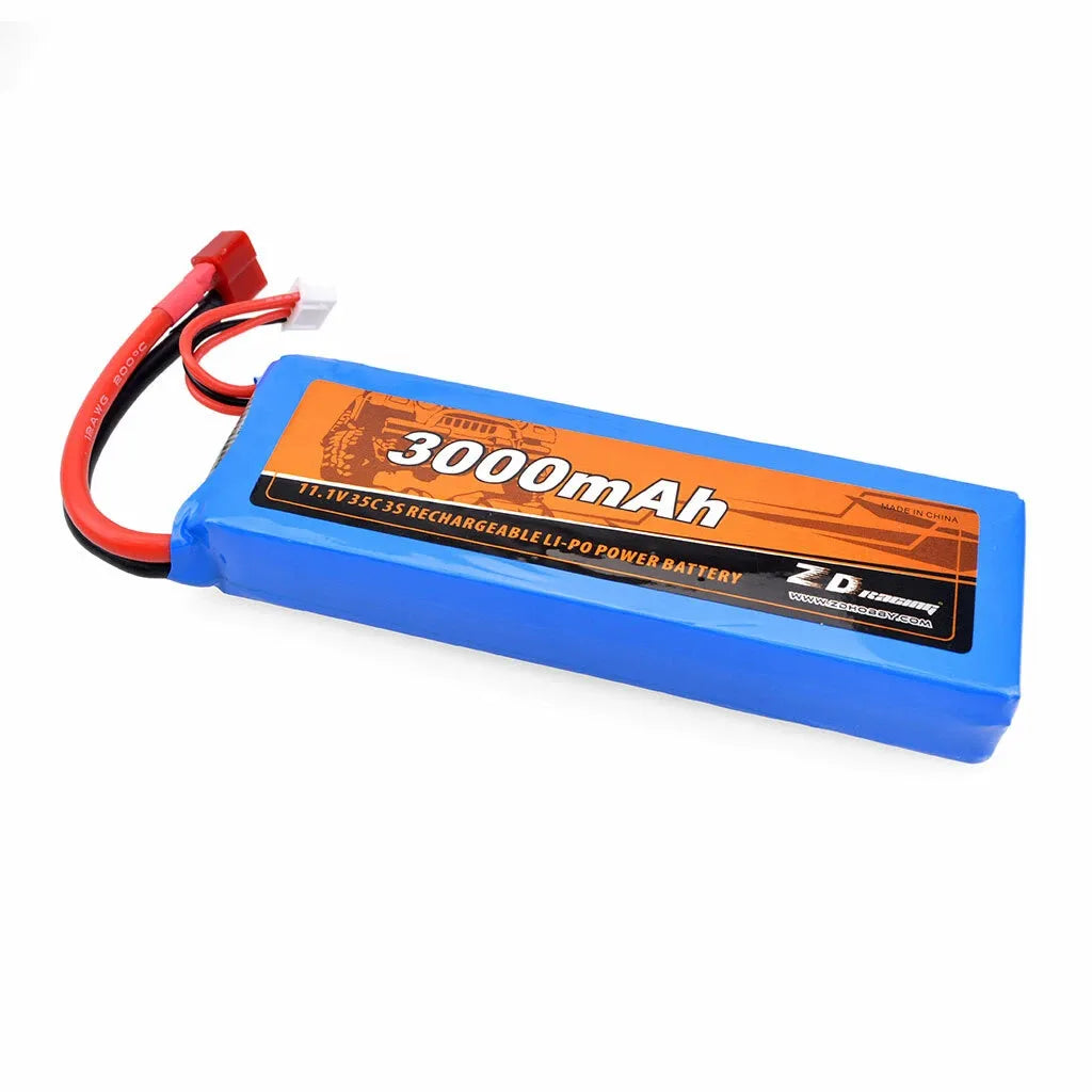 ZD Racing 11.1V 3000mAh 35C 3S Lipo Battery with T Plug for 1/10 RC Cars, Trucks & Vehicles - Perfect for Off-Road Bashing, Racing & Crawling