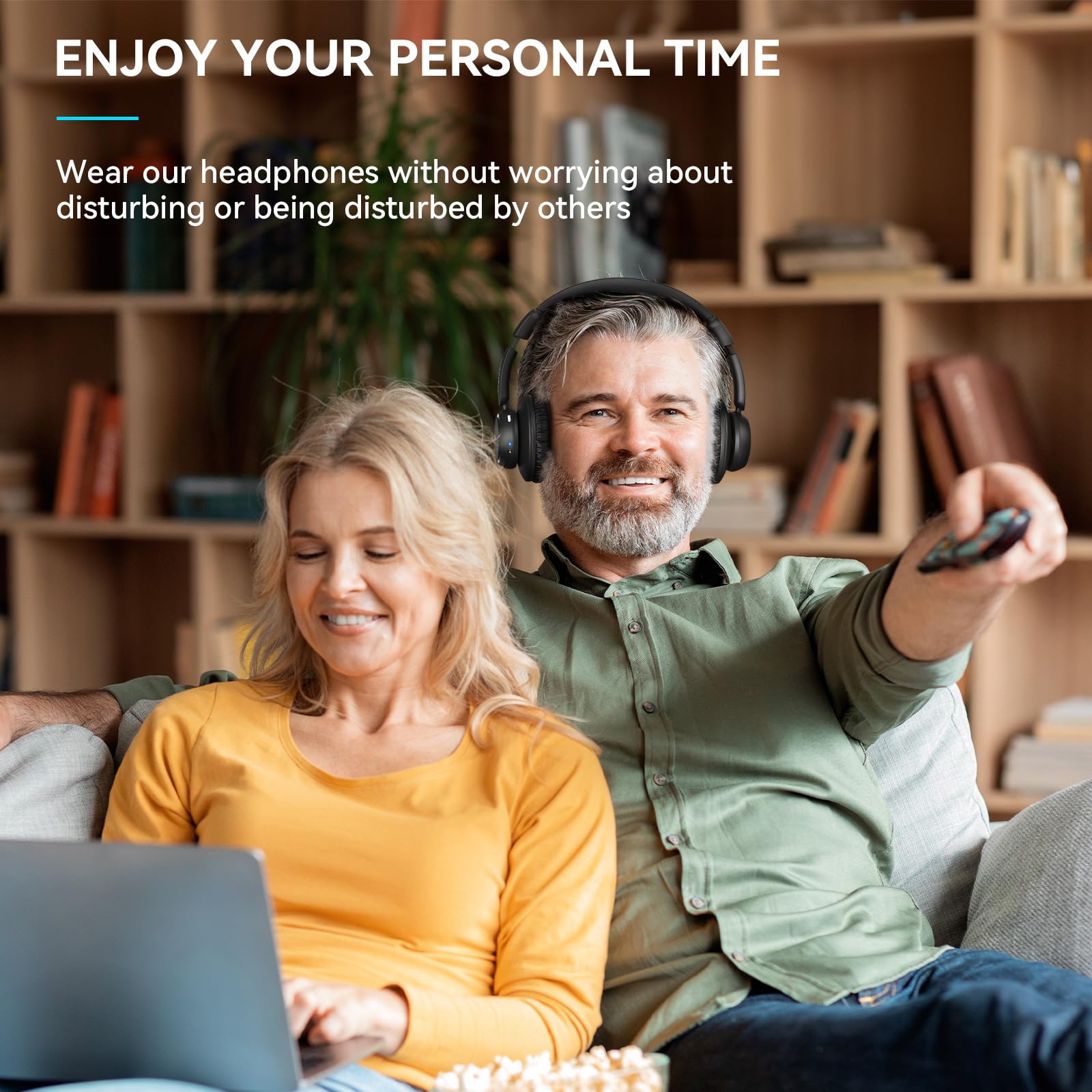Wireless TV Headphones for Seniors - Bluetooth 5.2 Over-Ear Headphones with 65-Hour Battery Life, Charging Base & No Audio Delay | Perfect for Elderly Parents Watching TV at Home