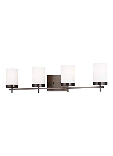 Seagull Lighting 4490303-778 Transitional 3-Light Wall Sconce Bathroom Fixture - Oil Rubbed Bronze Finish - Seagull Zire Collection - Perfect for Bathroom Vanity, Hallway, or Bedroom Wall Lighting