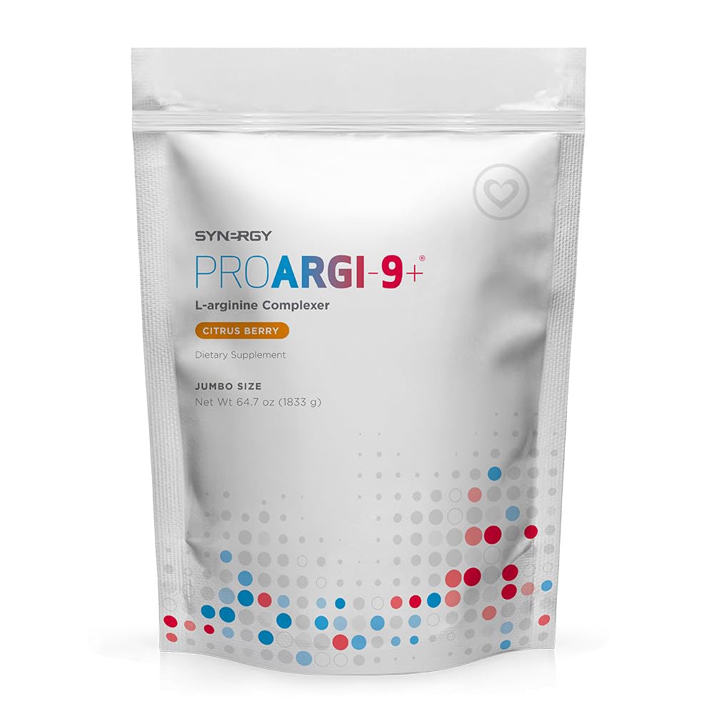 Synergy ProArgi-9 Plus L-Arginine Complex Dietary Supplement - Citrus Berry Flavor - 64.7 Oz (1.9kg) - Supports Heart Health, Circulation & Energy - Perfect for Athletes & Active Lifestyles