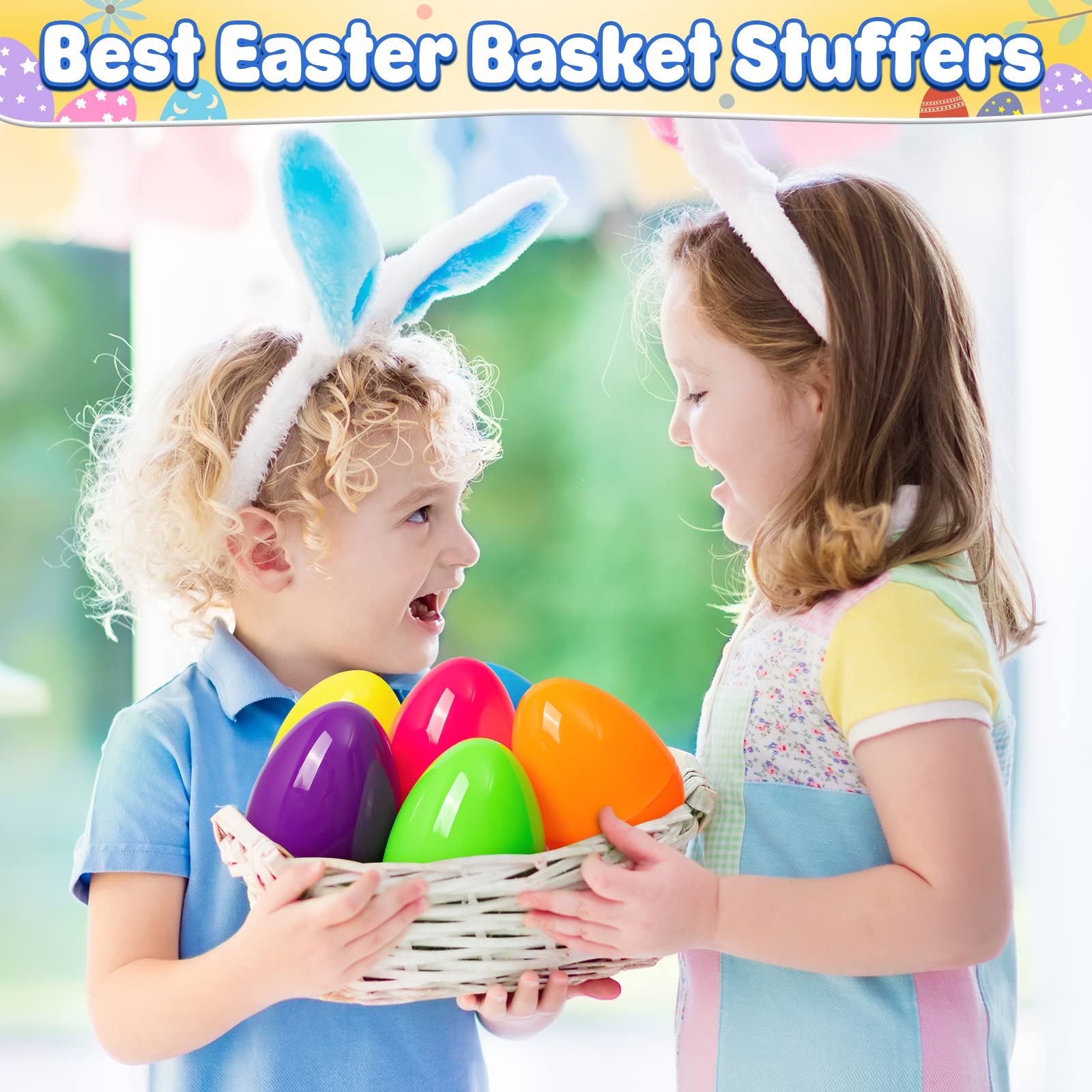BainGesk 12-Piece 6-Inch Jumbo Plastic Easter Eggs - Large Fillable Easter Basket Stuffers for Egg Hunts, Candy & Toy Storage - Easter Party Favors & Decorations for Kids (Great for Easter Celebrations, Classroom Activities & Spring Festivals)