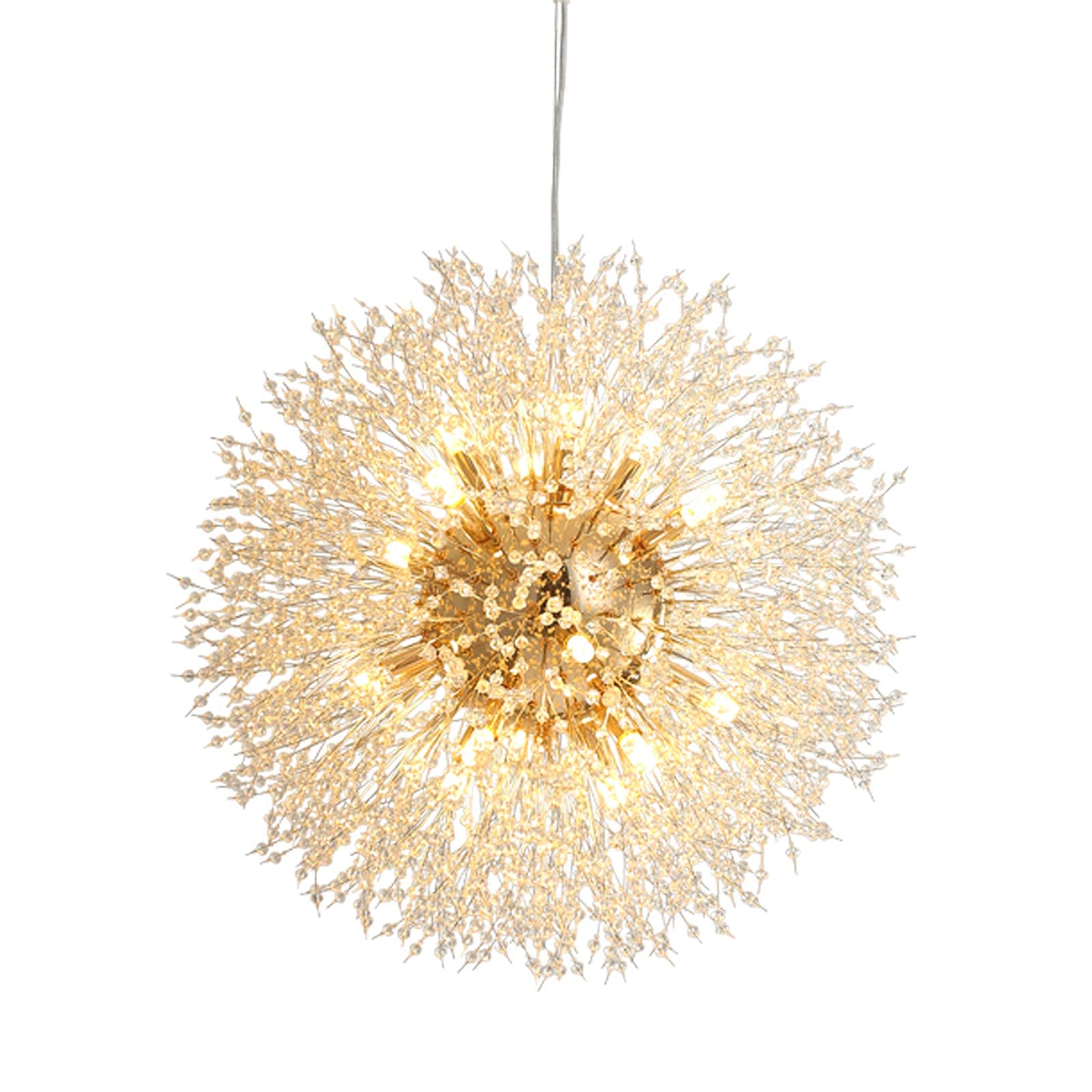 DNYSYSJ Modern Dandelion Chandelier - Crystal Bead Firework LED Pendant Light Fixture for Living Room, Dining Room, Bedroom (10-15 sq ft) - Elegant Home Lighting for Parties, Weddings & Romantic Decor