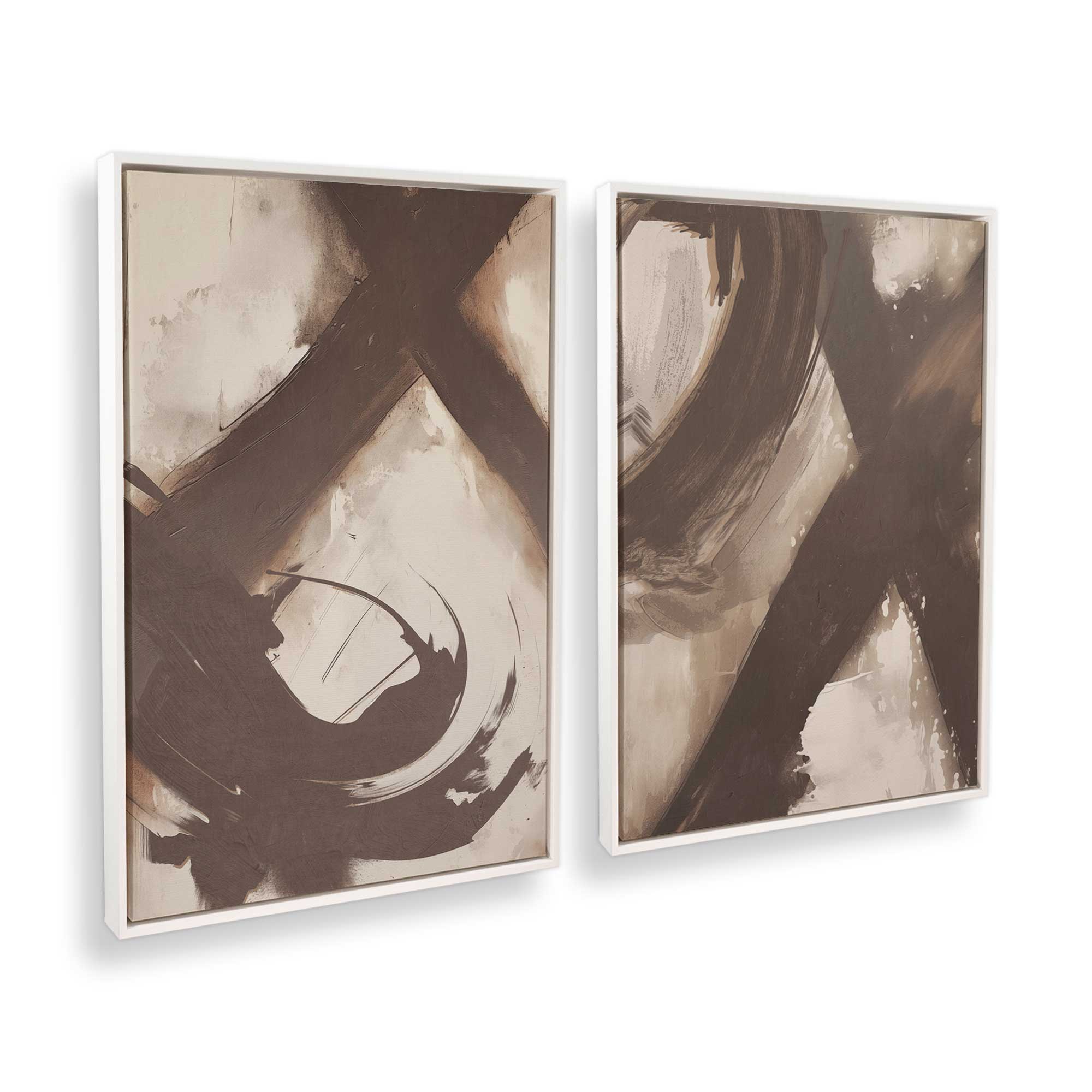 Abstract Sienna Swirl Canvas Wall Art - Set of 2 Modern Prints for Living Room & Bedroom Decor
