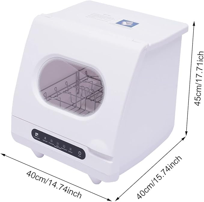 Portable Countertop Dishwasher with 360° Rotating Spray & 5 Wash Programs - Compact Built-in 5L Water Tank, One-Touch Start for Fast Deep Cleaning - Perfect for Small Kitchens, Apartments, RVs & Dorm Rooms