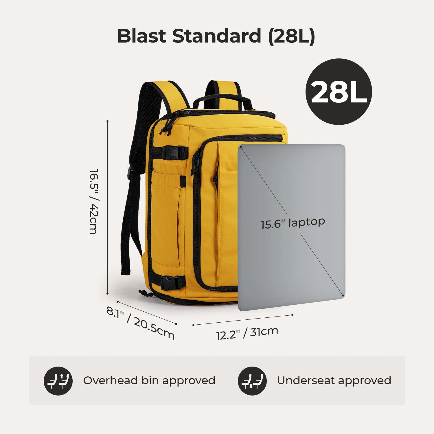 Blast Travel Backpack - Lightweight Waterproof Carry-On Backpack for Men & Women - Perfect for Airplane, Hiking, Camping & Daily Commute
