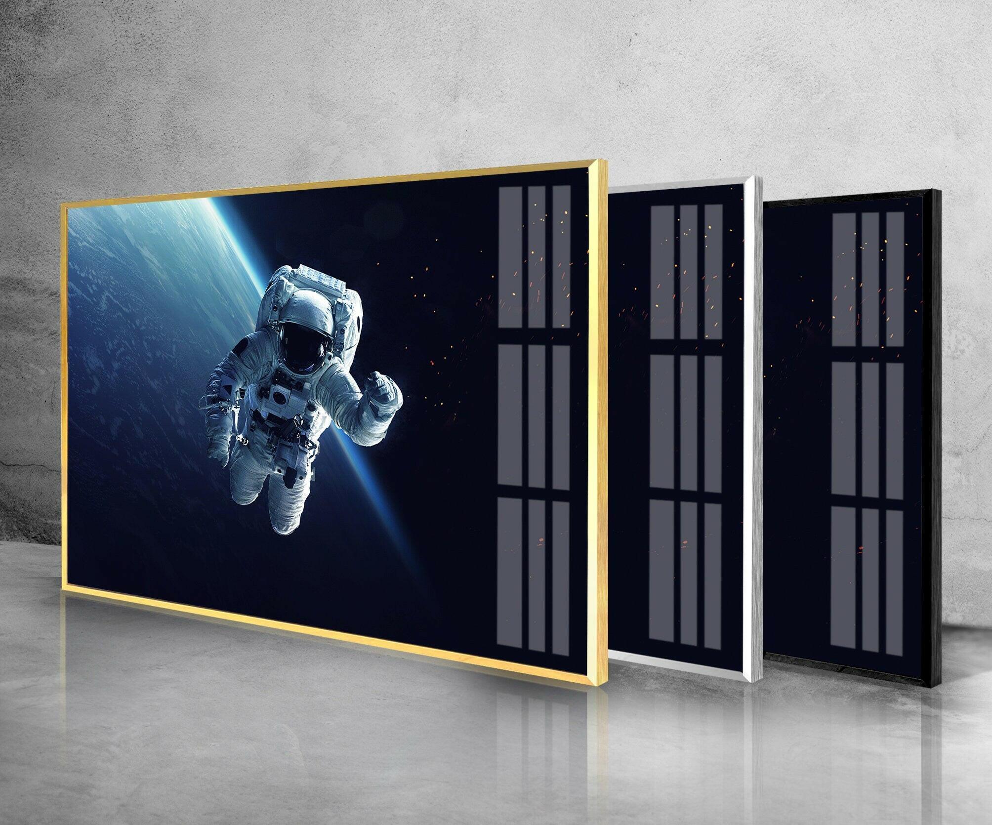Astronaut Spacewalk Glass Wall Art - Stunning Space-Themed Decor for Living Room, Bedroom & Office