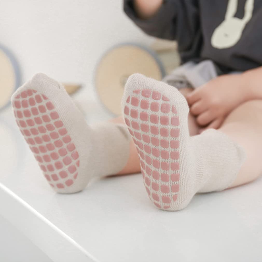 Non-Slip Baby Socks with Grips - Anti-Skid Cotton Ankle Socks for Infants & Toddlers (Girls & Boys) - Perfect for Playtime, Crawling & First Steps