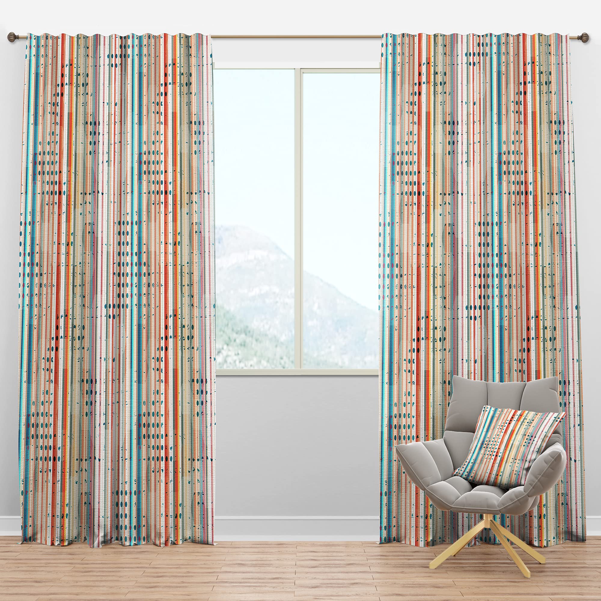 DesignQ Blackout Curtains 'Grunge Line' - Thermal Insulated Single Panel (52x95 inches) for Bedroom & Living Room - Noise Reducing & Energy Saving Window Drapes for Better Sleep & Home Decor