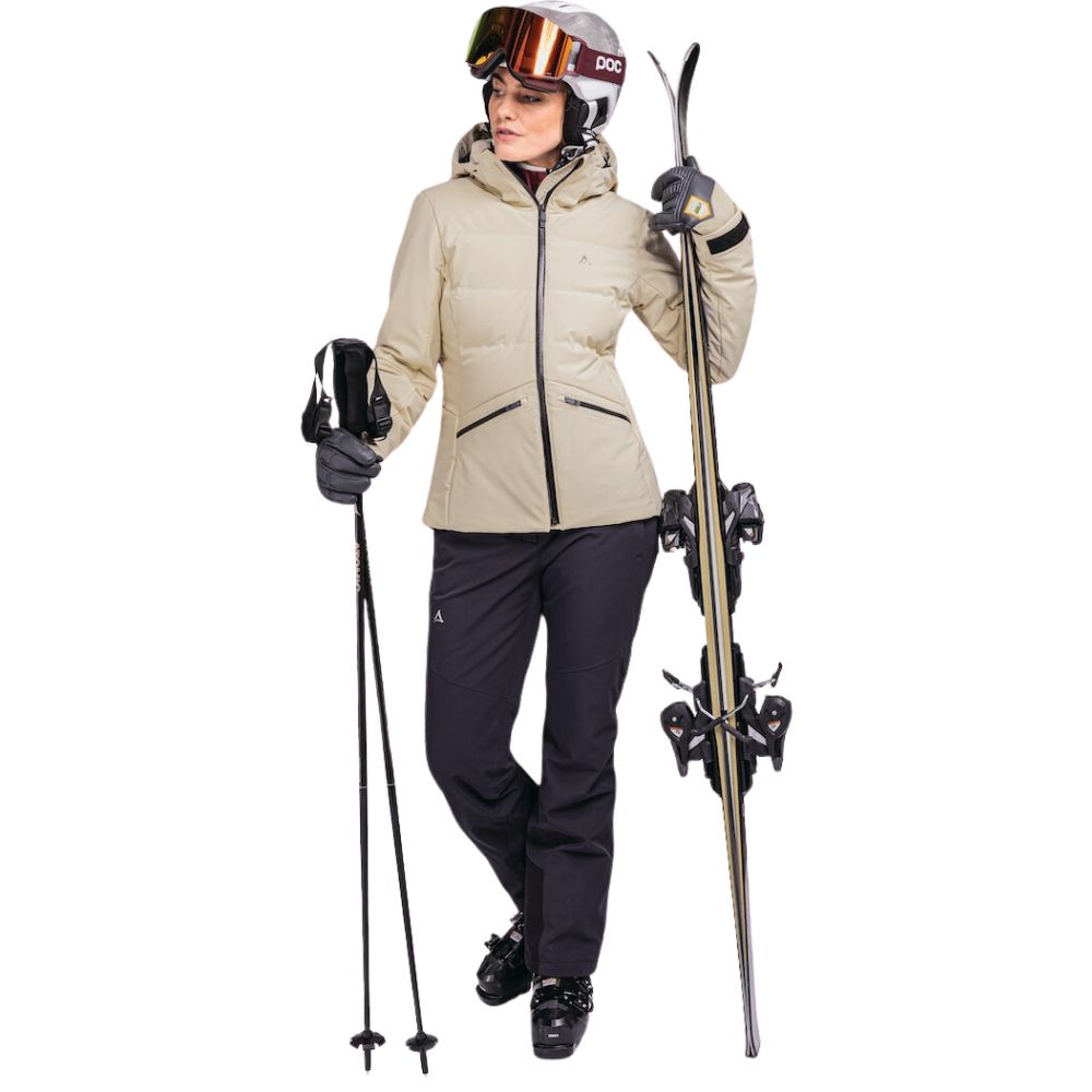 Schoffel Women's Misurina Down Ski Jacket - Smokey Sands - Warm & Waterproof Winter Coat for Skiing, Snowboarding & Outdoor Adventures