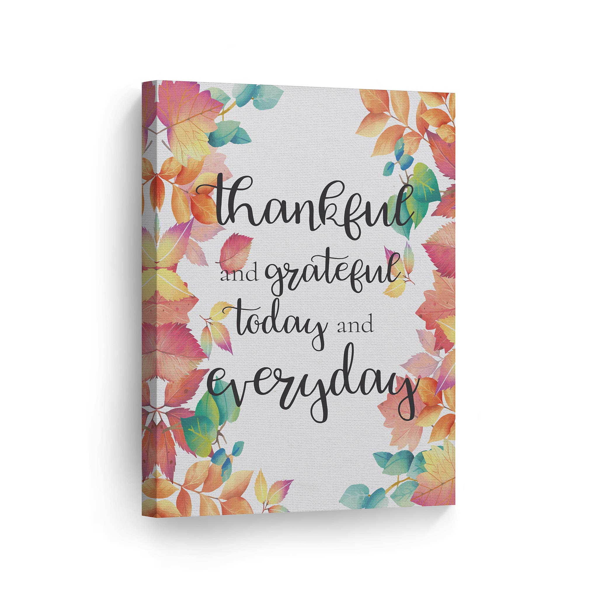 Smile Art Design Thankful and Grateful Today and Everyday Bible Verse Canvas Print - 36x24 Inch Scripture Wall Art for Home Decor, Ready to Hang, Made in USA - Perfect for Living Room, Bedroom & Office Inspiration