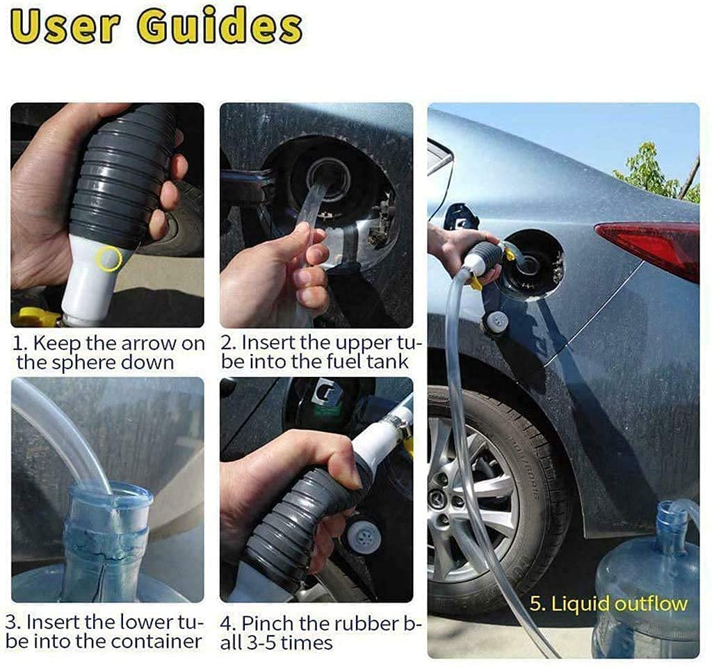 Sunshine Enterprise High Flow Manual Oil Transfer Pump Kit - Portable Fuel Siphon Pump for Gas, Diesel, Water & Fish Tank - 2M Hose Included - Ideal for Cars, Boats, Emergency Fuel Transfer & Aquarium Maintenance
