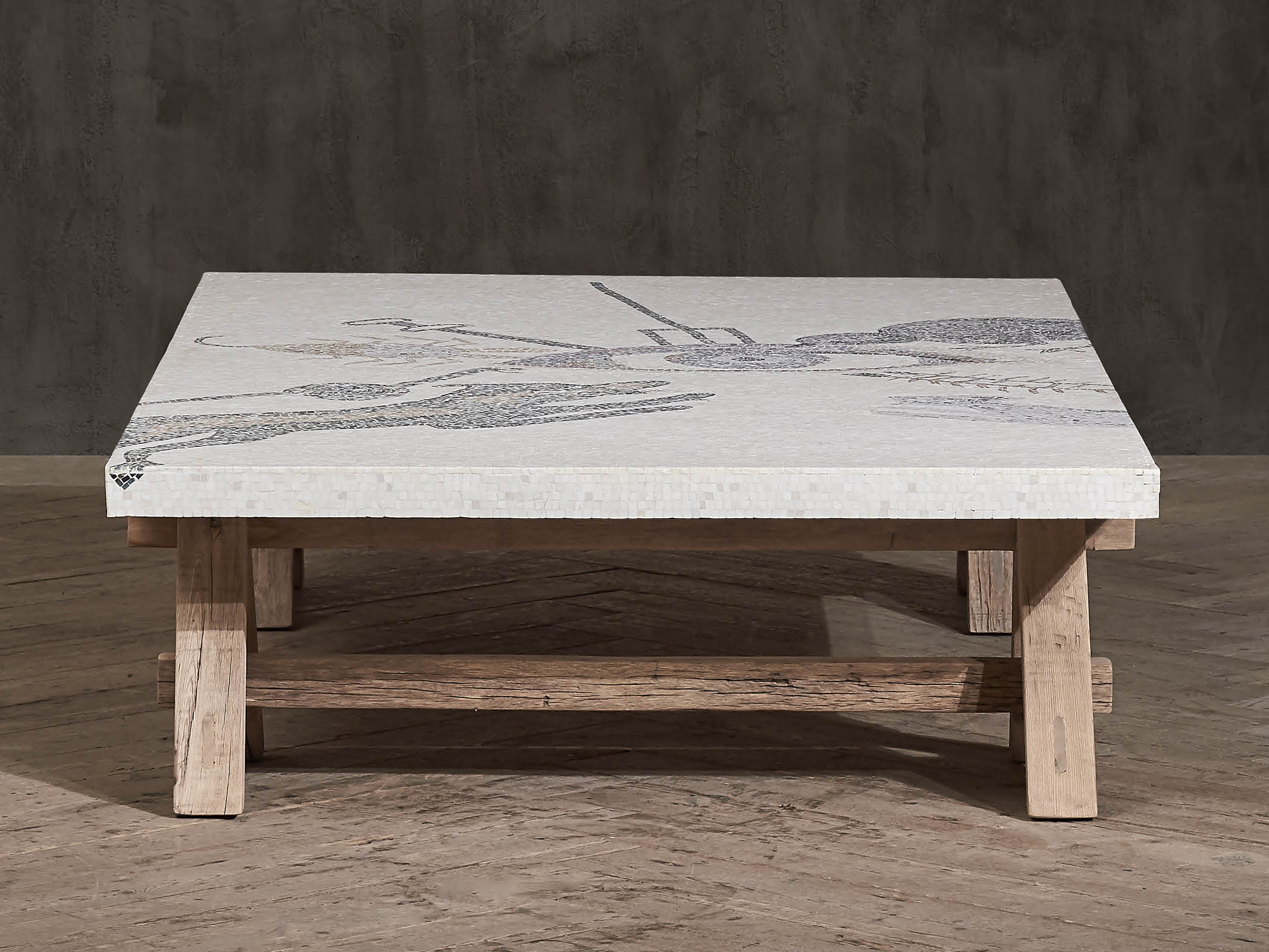 Modern A-Frame Mosaic Coffee Table - Stylish Living Room Furniture for Home & Office Decor - Perfect for Lounges, Apartments, and Workspaces
