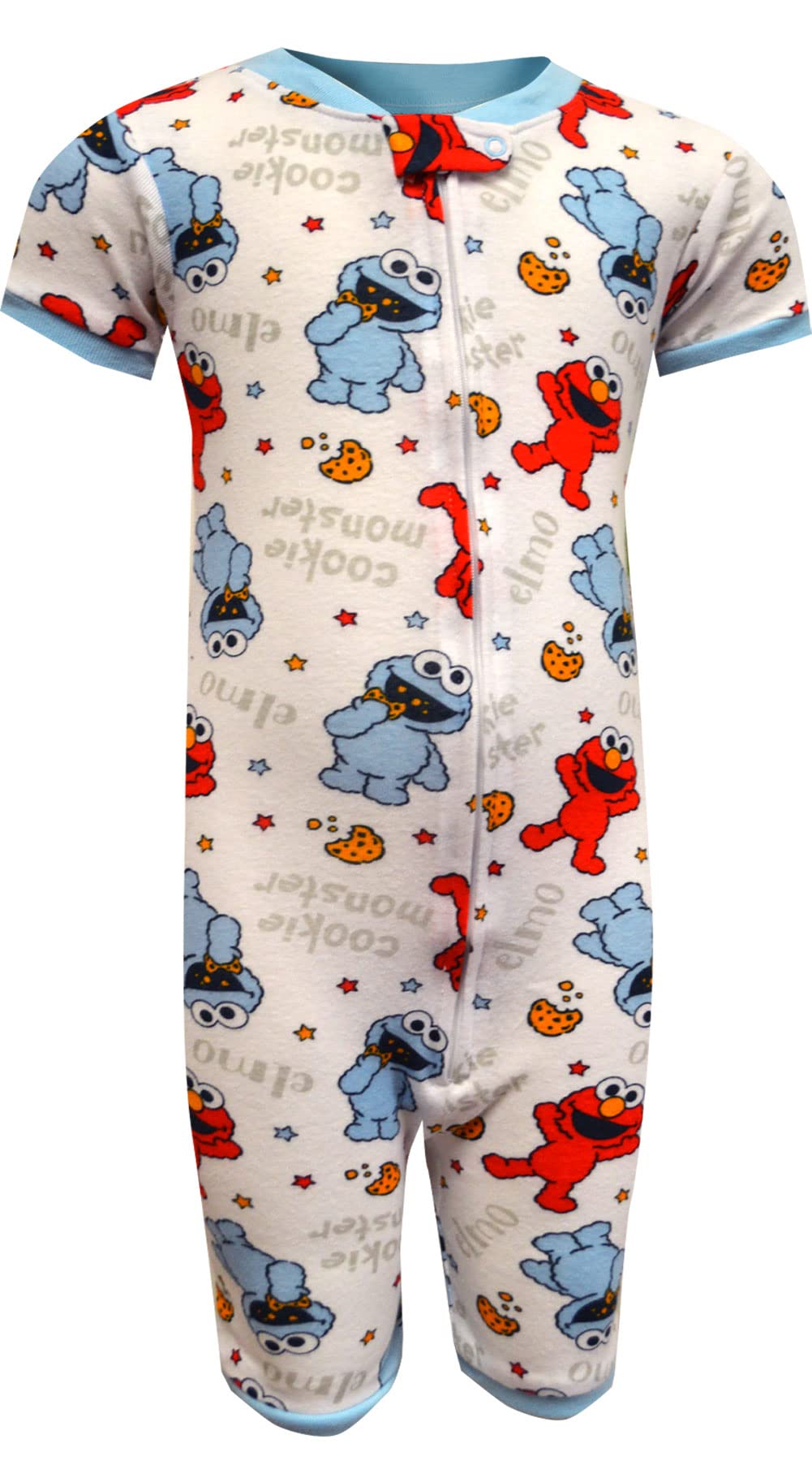 AME Sleepwear Boys' Sesame Street Cookie Monster Cotton Infant Onesie Pajamas - Soft & Comfortable Baby Pajama Set for Bedtime & Playtime