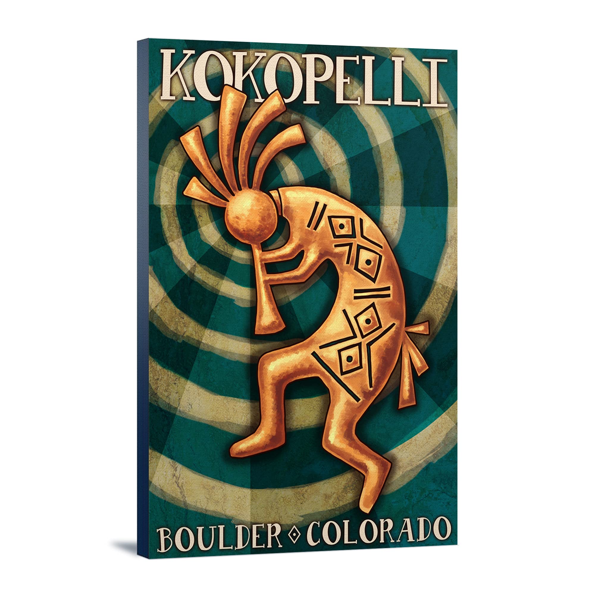Lantern Press Boulder Colorado Kokopelli Art Print - 16x24 Wrapped Canvas Wall Decor for Living Room, Bedroom & Office - Southwestern Style Home Decor