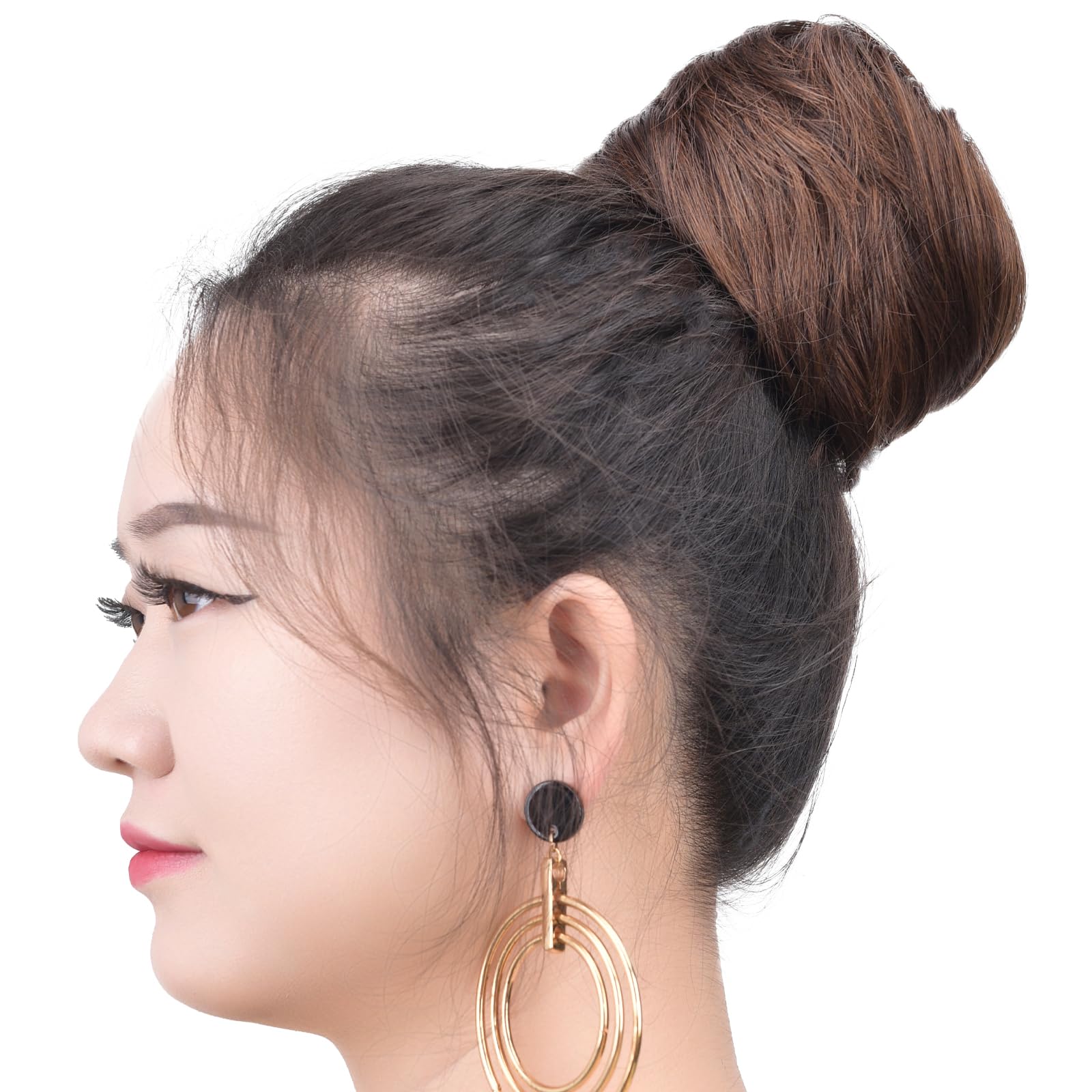 2PCS Brown Fake Hair Buns for Women & Girls - Perfect for Workplace, Bridal, Wedding & Updo Hairstyles - Natural-Looking Hairpiece Accessories