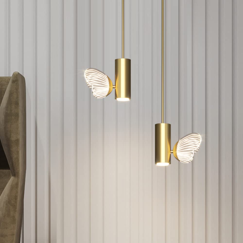 Modern Butterfly LED Pendant Light - Adjustable Height Metal Hanging Lamp with Acrylic Shades, 26W Warm White Chandelier for Living Room, Bedroom, Dining Room Decor | Creative Home Lighting Fixture for Indoor Spaces