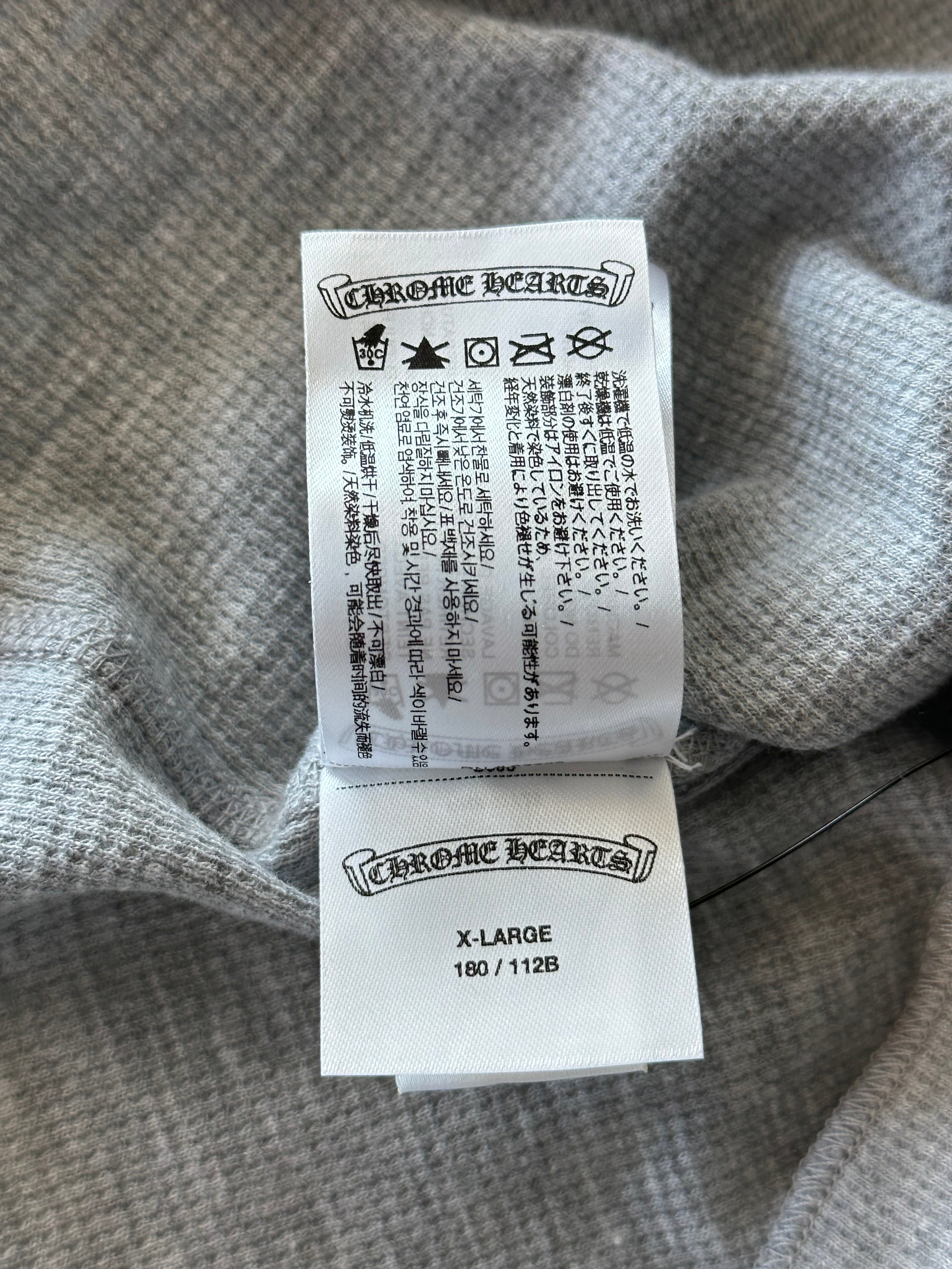 Chrome Hearts Grey & Black Horseshoe Logo Thermal Long Sleeve T-Shirt for Men - Stylish & Warm Winter Fashion for Casual Wear & Outfits