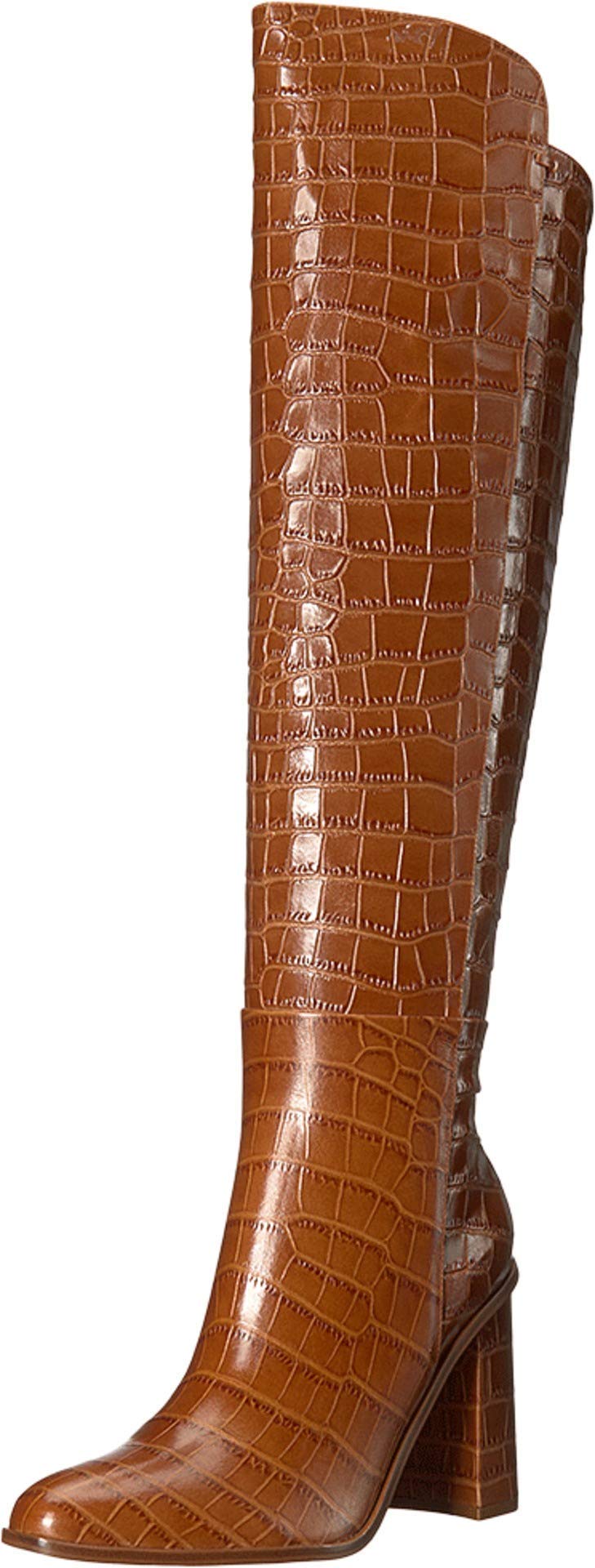 Marc Fisher LTD Women's Unella Leather Embossed Knee-High Boots - Stylish Winter Riding Boots for Women, Perfect for Office, Date Night & Cold Weather Fashion