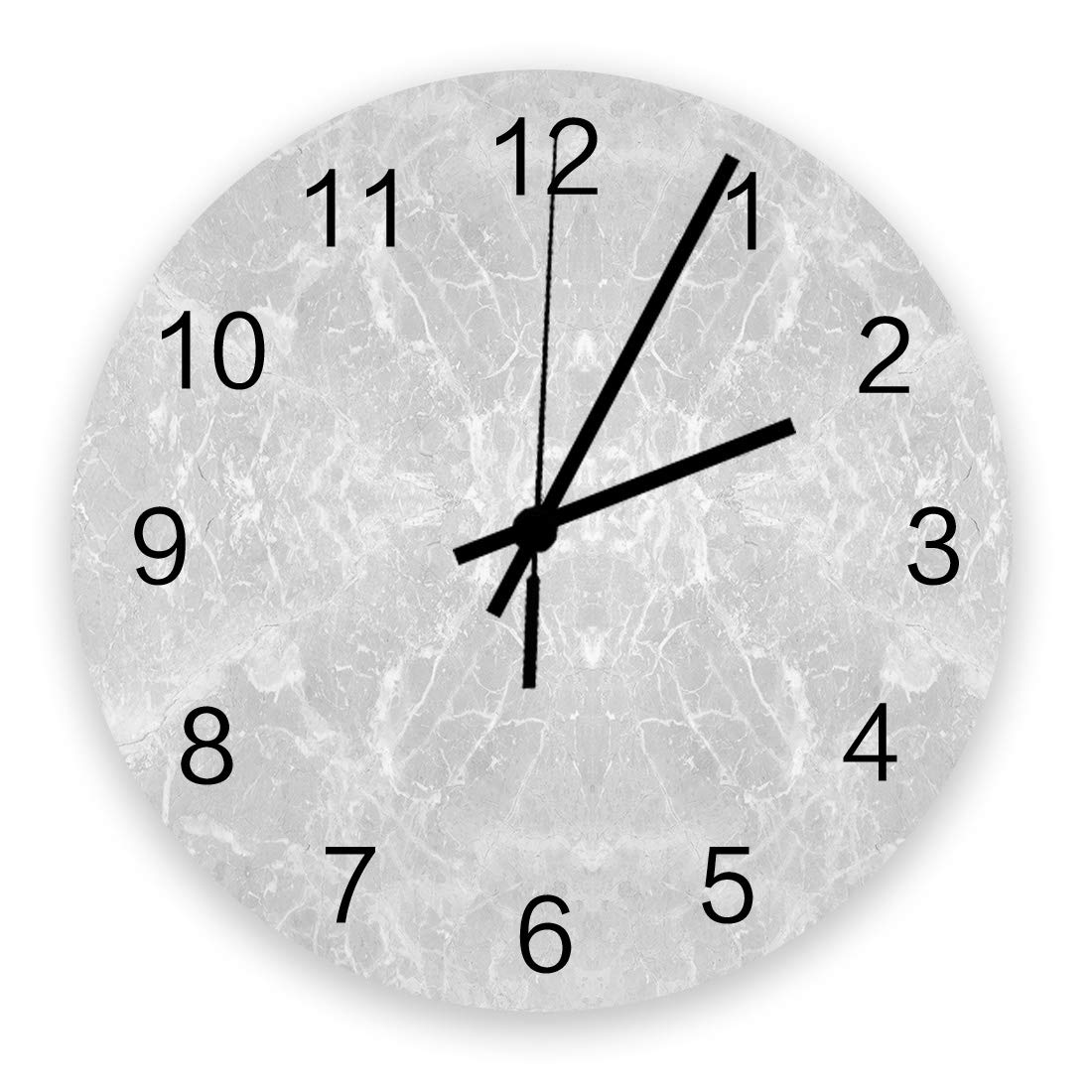 Modern Large Wooden Round Wall Clock - 12'' Silent Non-Ticking Decorative Clock for Office, Living Room, Patio & Home Decor | Durable Marble Finish Wall Clock (12 Inch Diameter, 0.2 Inch Thickness) - Perfect for Home Office, Bedroom, Kitchen & Gift Giving