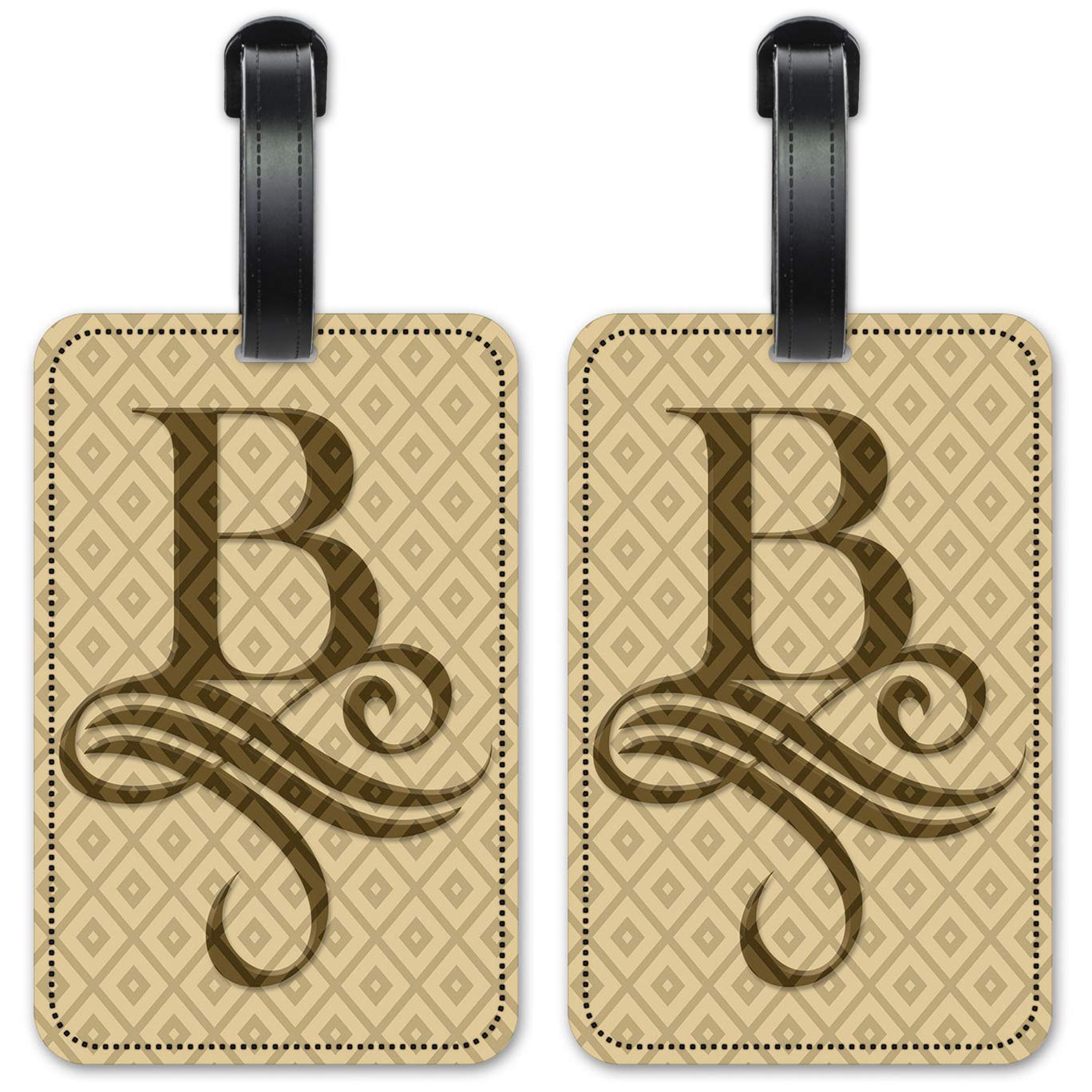 Personalized Letter B Monogram Luggage Tags - Durable Suitcase ID Cards for Travel - Set of 2 - Perfect for Airports, Cruise Ships & Business Trips