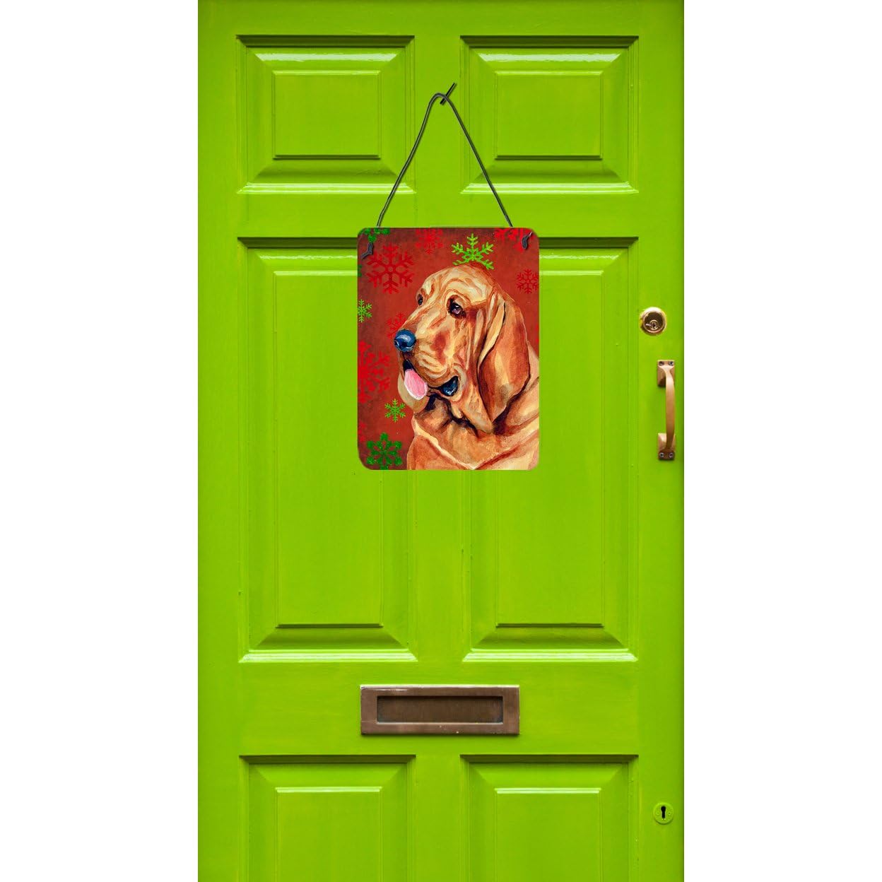 Caroline's Treasures LH9331DS1216 Bloodhound Red and Green Snowflakes Holiday Christmas Metal Wall Decor - Aluminum Sign for Kitchen, Bar, Bathroom, Front Door - Festive Home Decoration for Winter Season