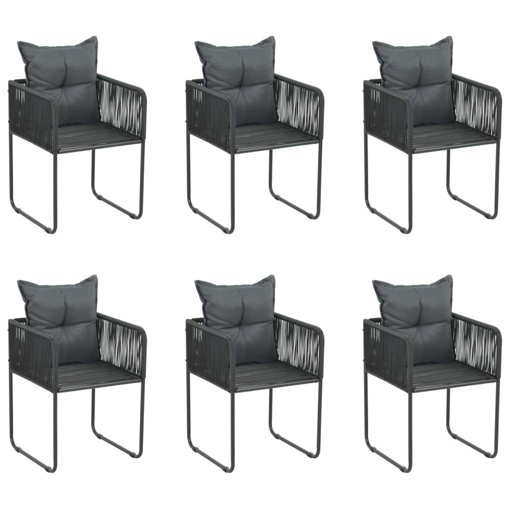 FAMIROSA 6-Piece Outdoor Rattan Chairs with Pillows - Black for Patio & Garden