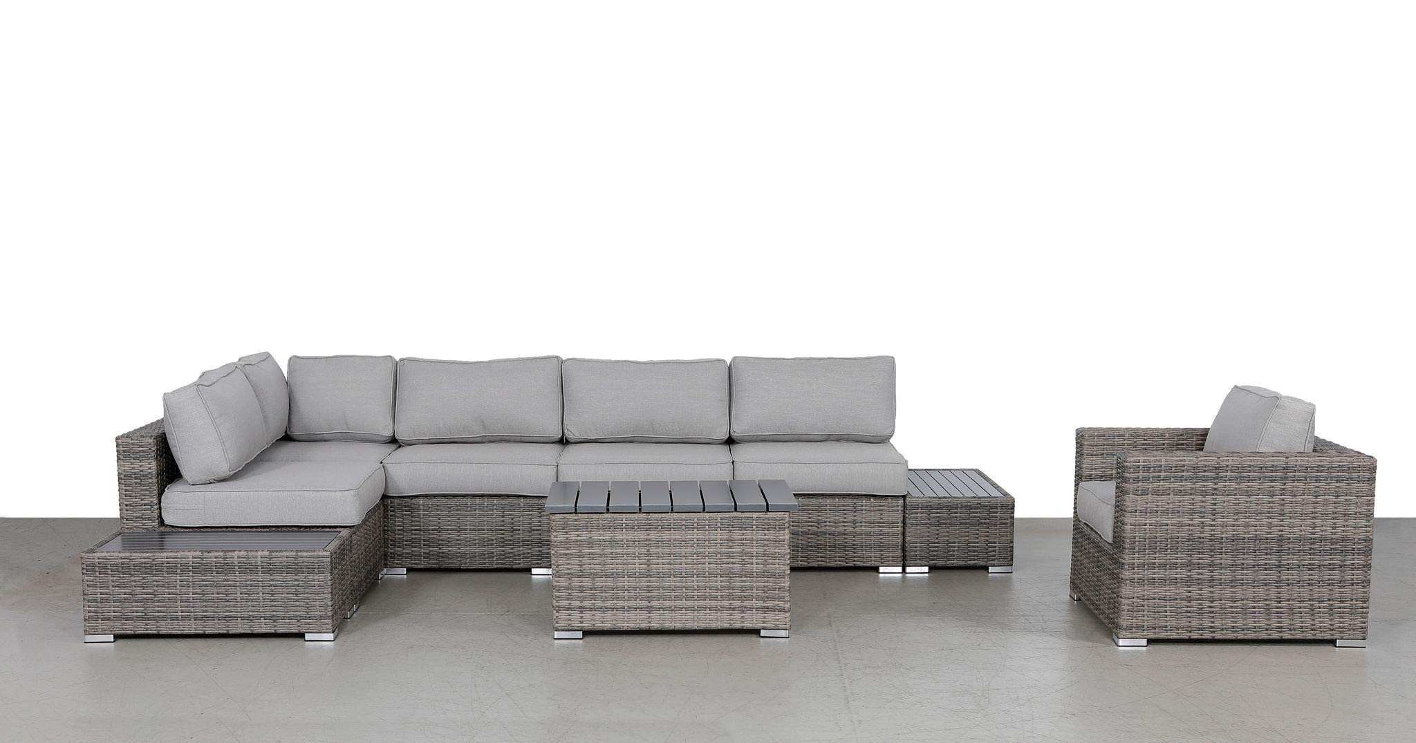 Outdoor Wicker Patio Furniture 9-Piece Sectional Conversation Sofa Set - Waterproof & No Assembly Required for Backyard, Porch, Poolside or Garden | Perfect for Outdoor Entertaining & Relaxation [CM-5025]