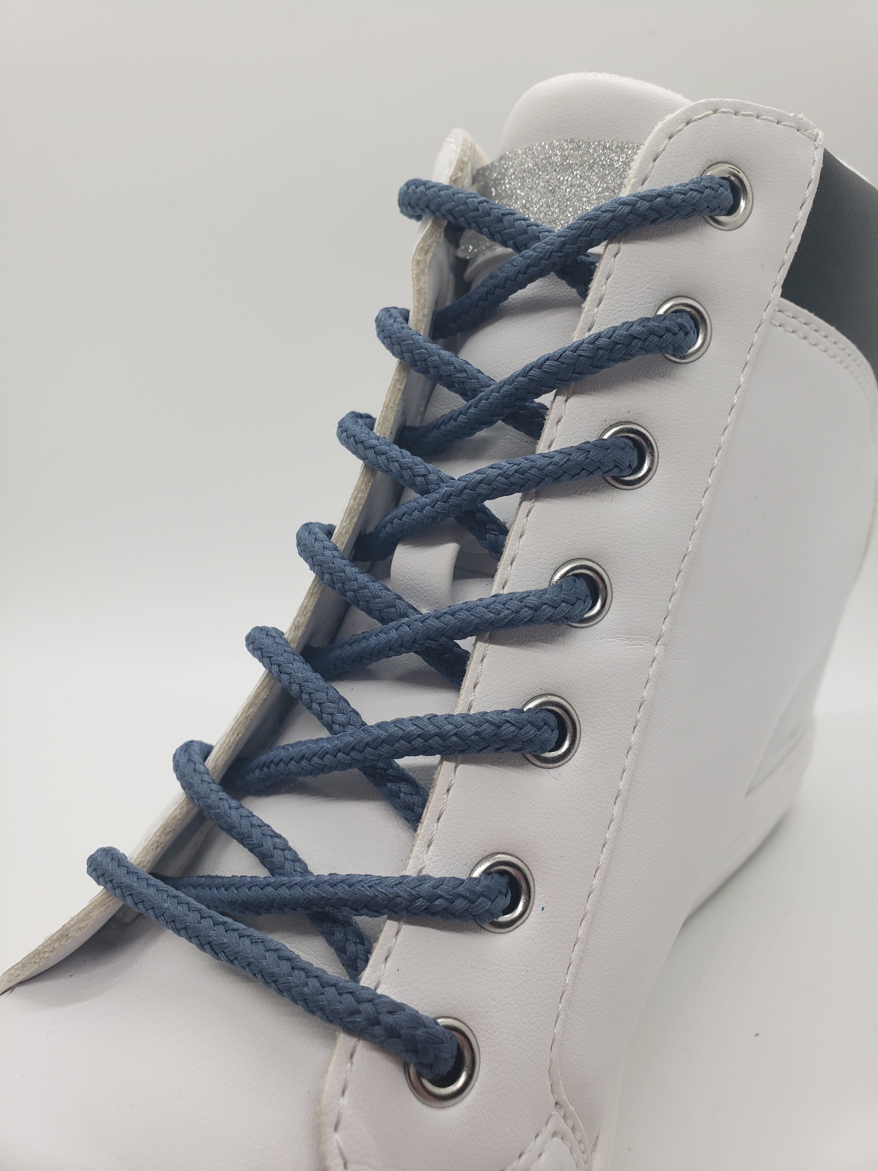 Round Solid Shoelaces - Denim Blue Color, Durable & Stylish Shoelaces for Sneakers, Boots & Casual Shoes | Perfect for Everyday Wear & Sports Activities