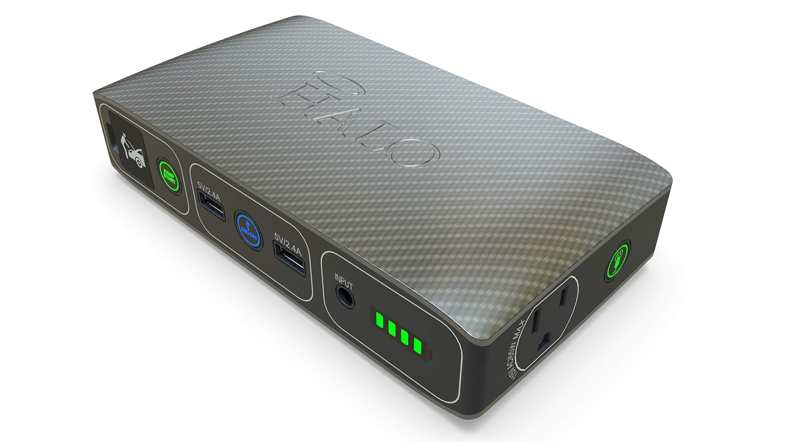 HALO Bolt 58830 mWh Portable Charger - Phone & Laptop Power Bank, Car Jump Starter with AC Outlet, USB Ports & Car Charger (Silver Graphite) - Emergency Power for Camping, Travel & Road Trips