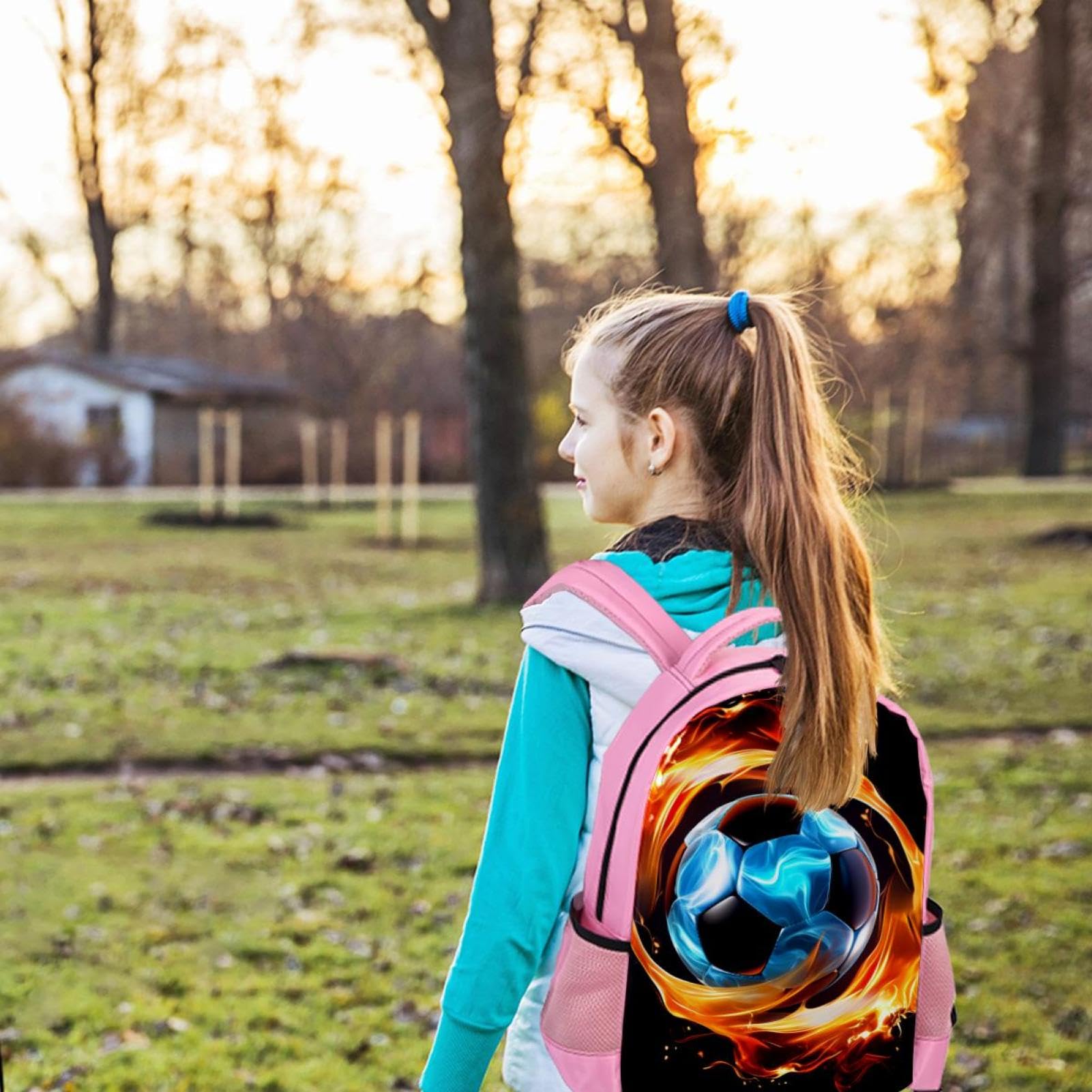 Best Travel Backpack for Men & Women - Durable Flaming Football Design Backpack for Hiking, Gym, School & Daily Commute