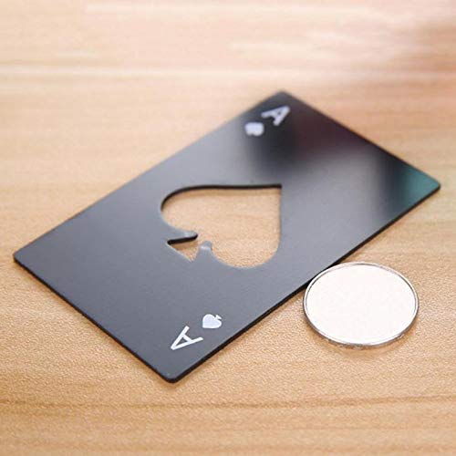 WYBFZTT-188 Black Spade Card Shaped Stainless Steel Bottle Opener - Poker Themed Beer & Wine Opener for Bars, Pubs & Home Use - Perfect Party Accessory & Gift