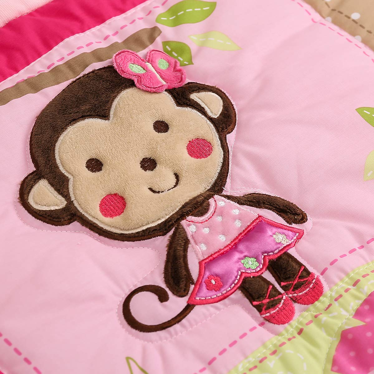 Brandream Pink Jungle Elephant Safari Crib Bedding Set for Girls - 5 Piece Nursery Comforter Set with Fitted Sheet, Crib Skirt & Pillowcase - Perfect for Baby Shower Gifts & Nursery Decor