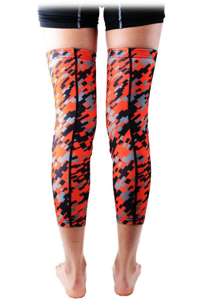 Camo Orange Black Knee Pads Sleeves - 2 Pairs Heavy Duty Protective Gear for Construction, Gardening, Sports & Outdoor Activities