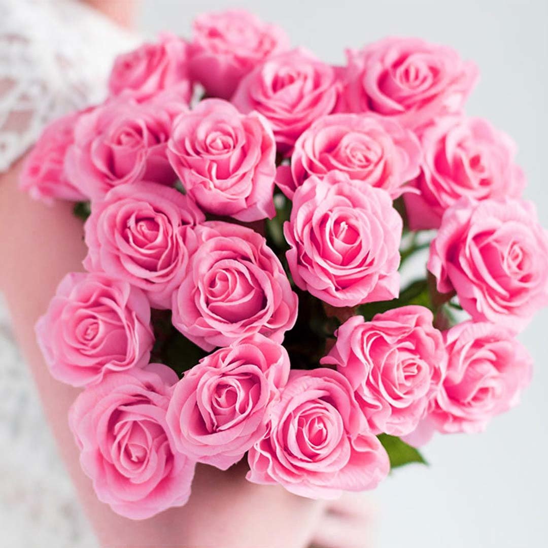 20pcs Artificial Silk Rose Bouquet - Pink Fake Flowers for Wedding Centerpieces, Home Table Decor, Party & Event Decoration