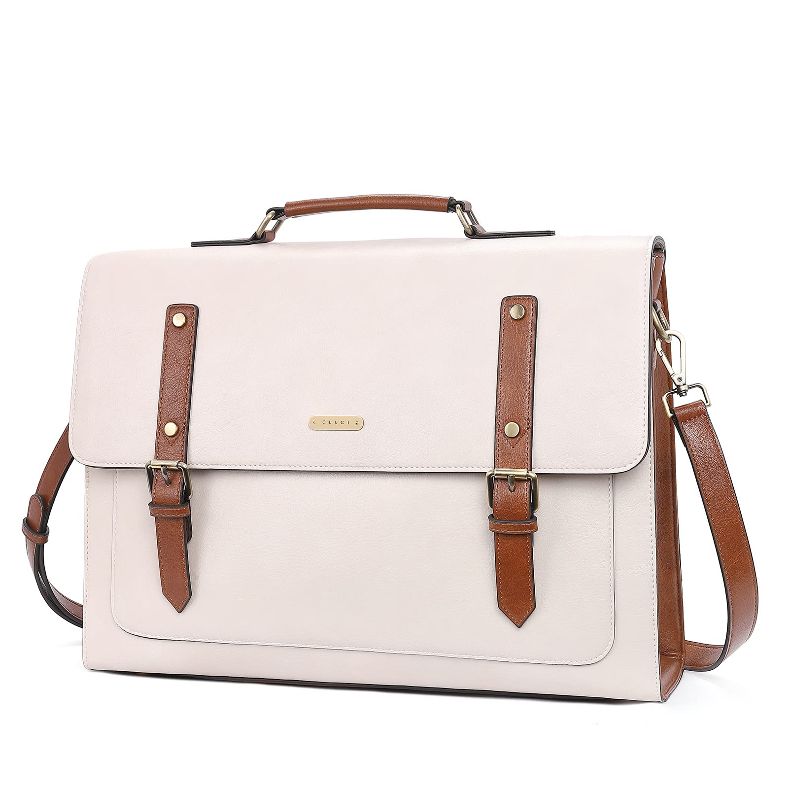 CLUCI Genuine Leather Briefcase for Women - 15.6 Inch Laptop Bag Professional Business Tote Work Handbag - Perfect for Office, Meetings & Business Travel