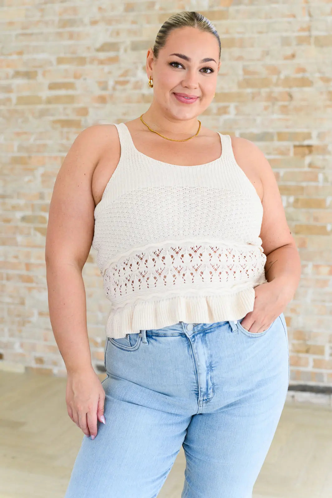 Women's Ruffle Knit Tank Top for Day Dancing - Breathable & Comfortable Summer Dancewear for Yoga, Parties, and Casual Wear