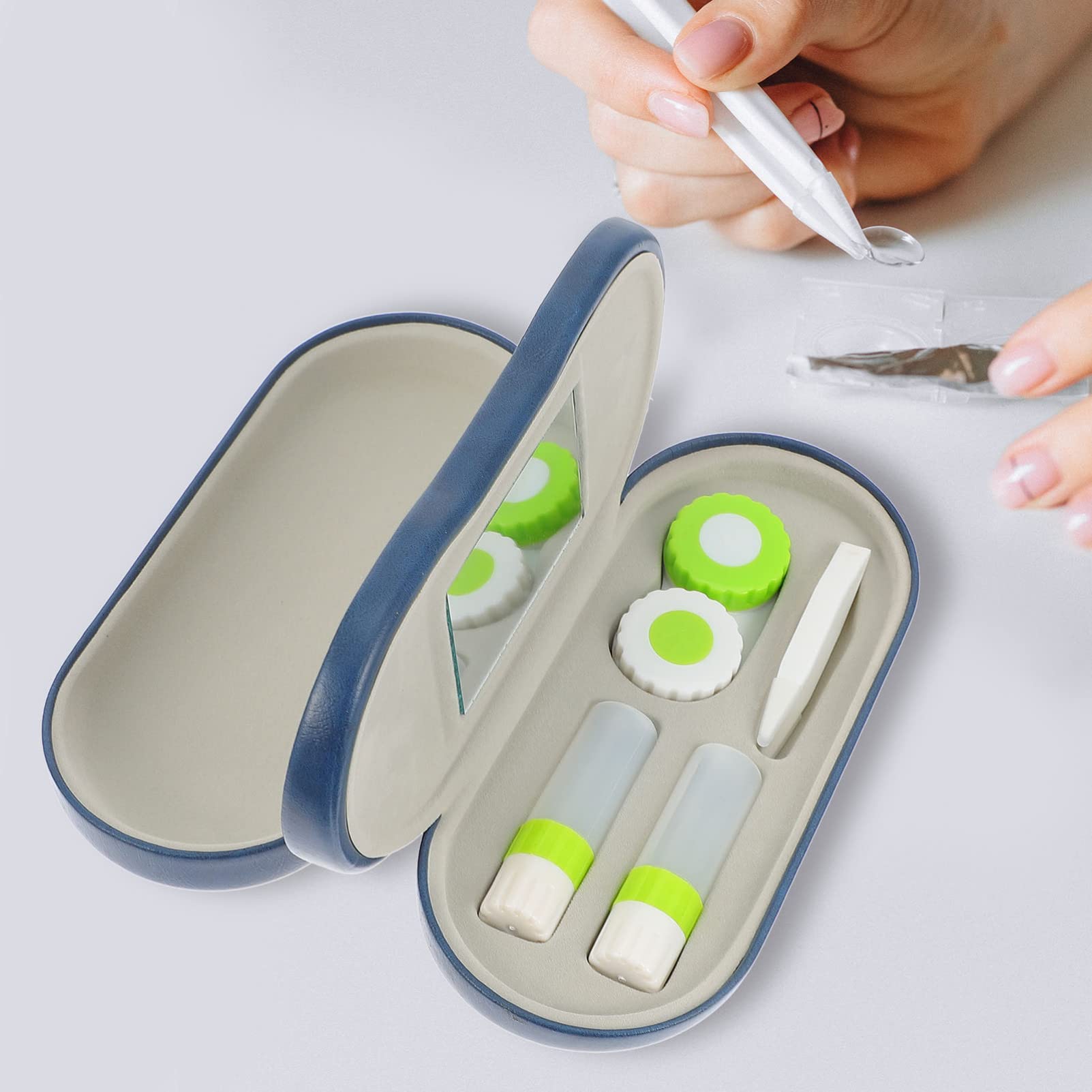 Healifty 2-in-1 Contact Lens & Eyeglass Case with Mirror, Tweezers and Remover - Portable Travel Storage Box for Contacts and Glasses | Perfect for Travel, Gym, and Daily Use