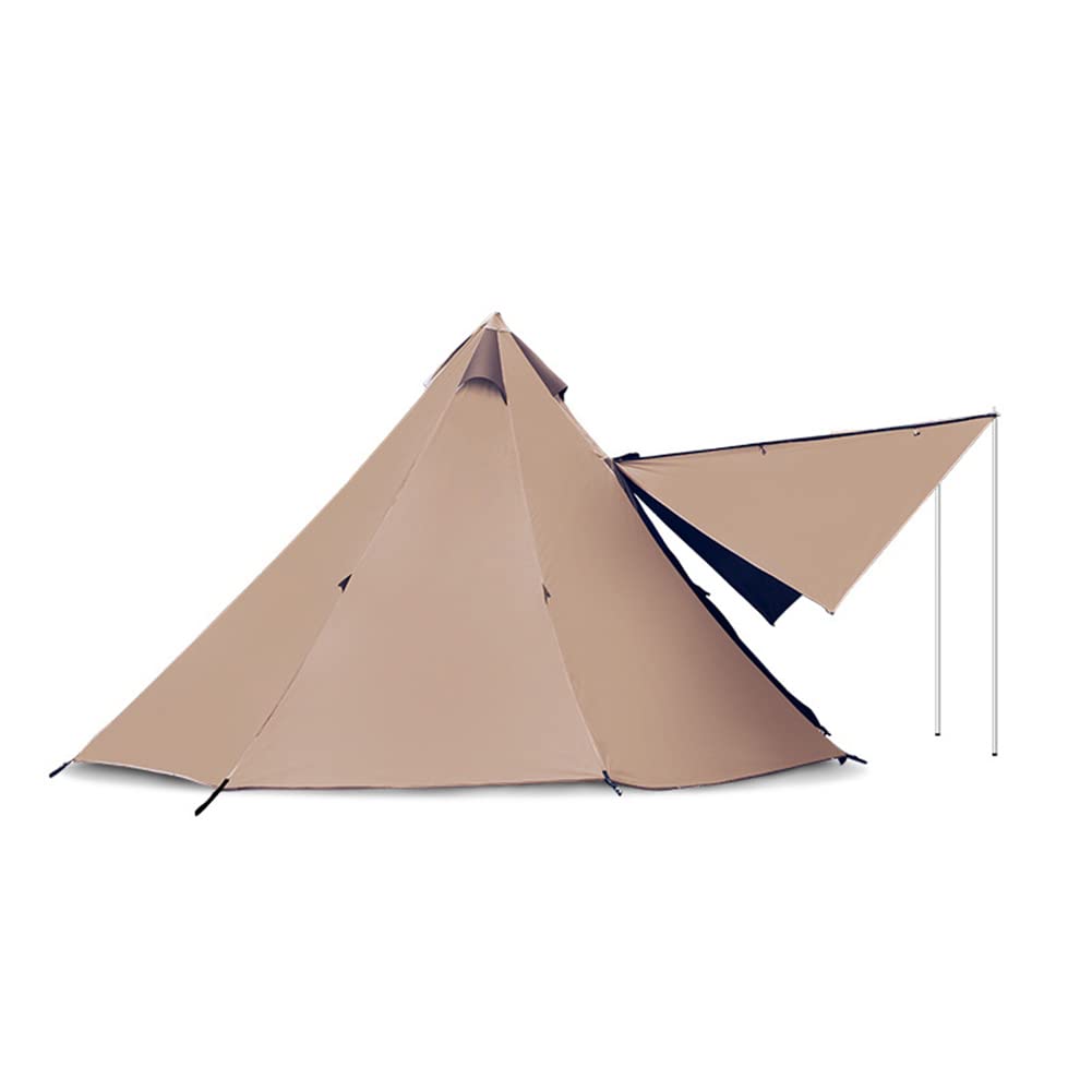Native American Style Teepee Tent for 5-8 People - 3000mm Waterproof Double Layer Pyramid Camping Tent with Stove Hole - Perfect for Family Camping, Hiking Adventures, Picnics & Backyard Gatherings