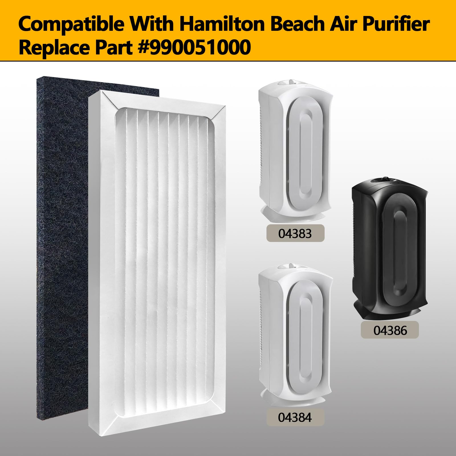 990051000 True HEPA Air Purifier Replacement Filter - Compatible with Hamilton Beach TrueAir 04383/04384/04385/04386 Compact Pet Air Purifiers - 2 HEPA Filters & 4 Activated Carbon Pre-Filters - Ideal for Pet Owners & Allergy Sufferers - Perfect for Bedrooms, Offices & Living Rooms