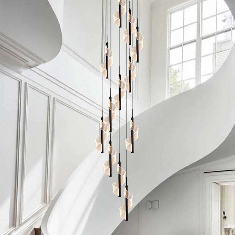 Elegant Spiral Staircase Chandelier - Modern Crystal Ceiling Light Fixture for Home & Foyer Decor | Perfect for Stairwells, Entryways, and Luxury Interior Lighting