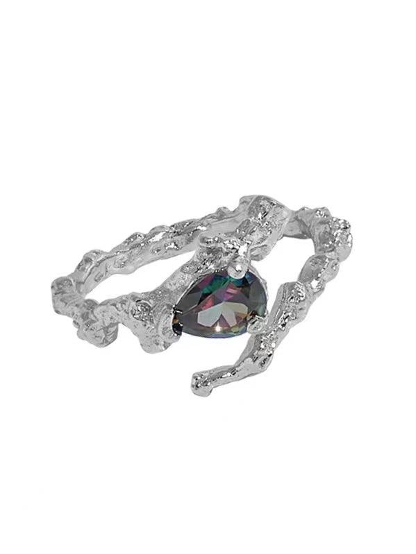 Lovevop Colored Gemstone Open Ring for Women - Elegant Adjustable Stackable Fashion Jewelry for Parties, Weddings & Daily Wear