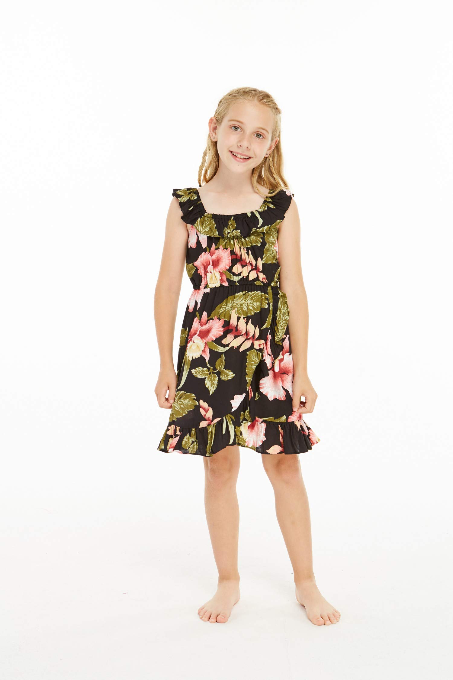 Girl's Ruffle Wrap Hawaiian Luau Dress - Beach Party & Summer Outfit