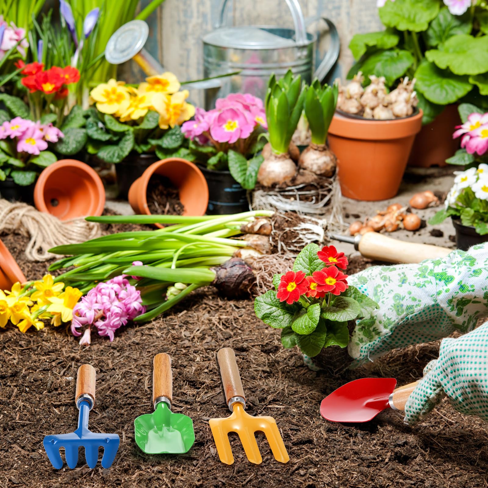 Nicunom 12-Piece Kids Gardening Tool Set - Durable Metal Shovel, Rake, Fork & Trowel for Children | Outdoor Garden Toys, Beach Sand Play & STEM Learning Activities | Perfect Gift for Young Gardeners & Outdoor Explorers