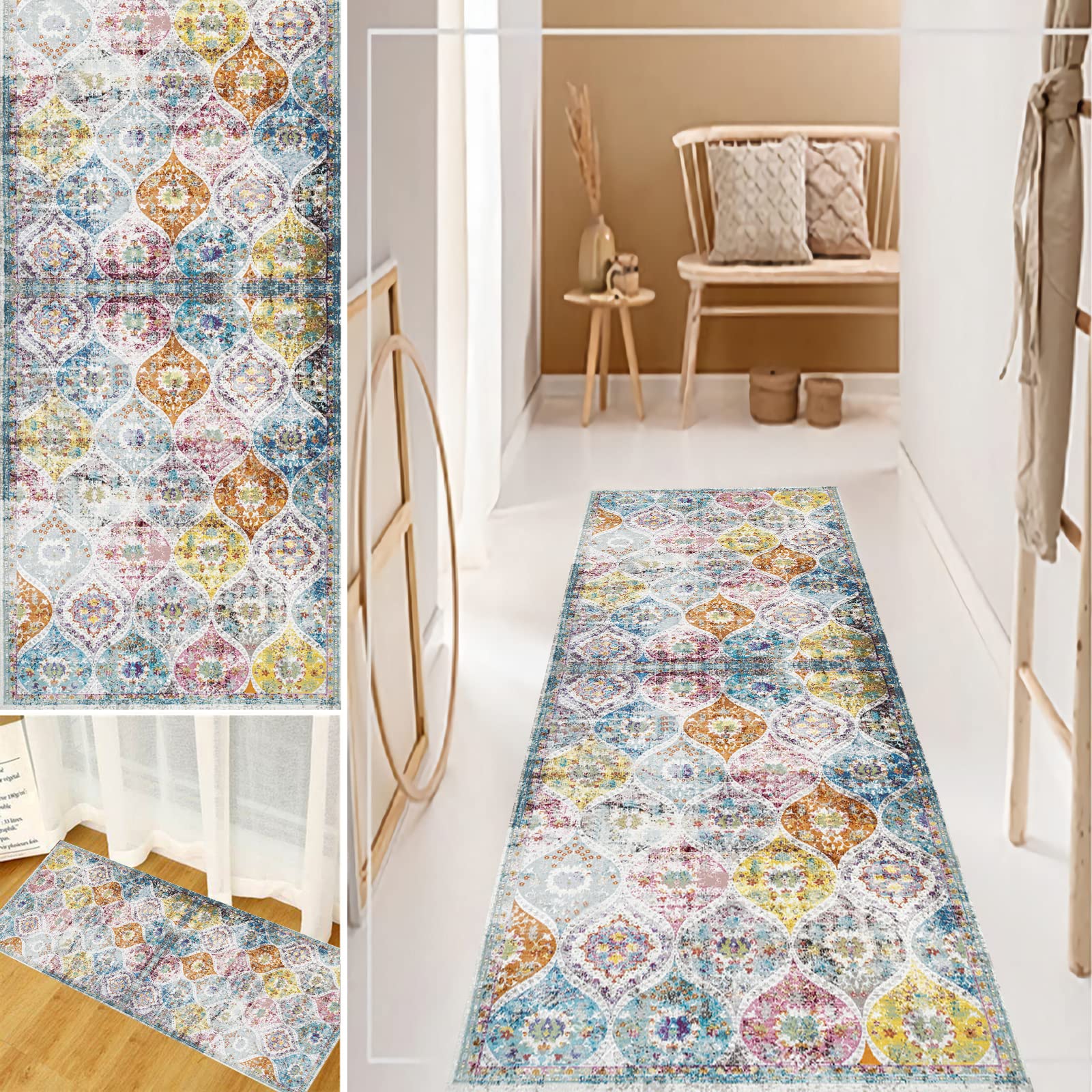 Non-Slip Washable Hallway Runner Rug 3'x14'8