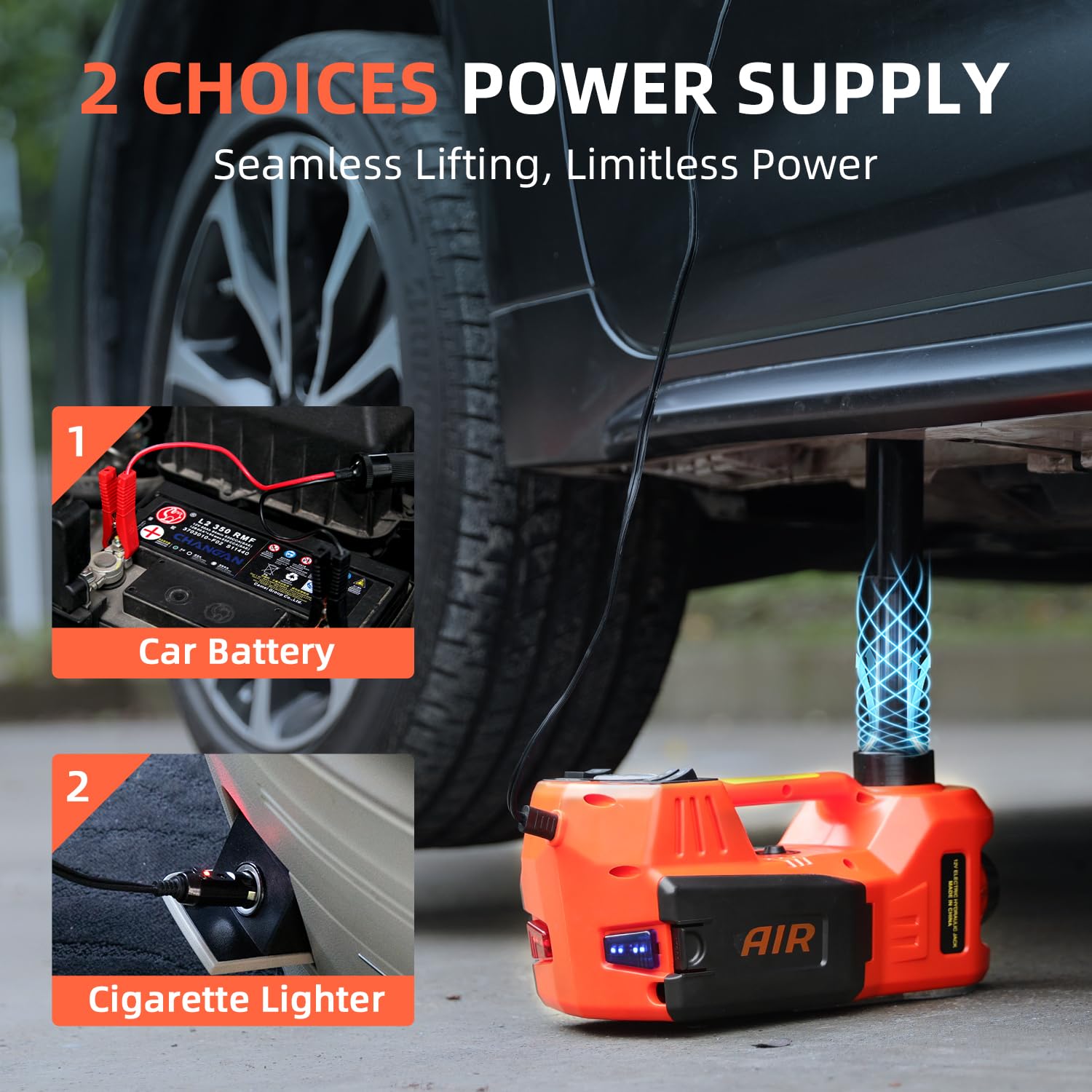 5 Ton 12V Electric Car Jack with Built-in Air Pump - Heavy Duty Hydraulic Floor Jack for SUV, Truck & Vehicle Tire Change - Perfect for Emergency Roadside Repairs & Garage Maintenance