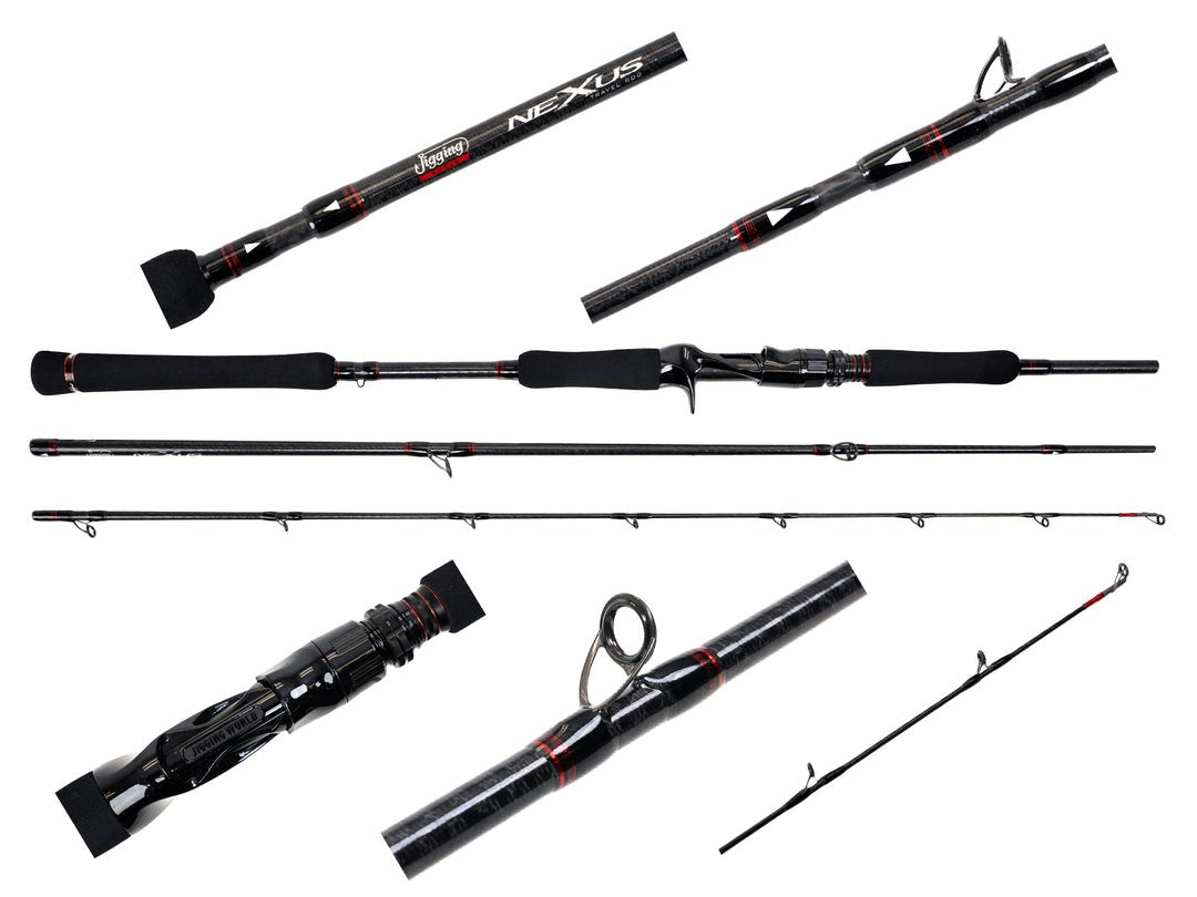 Jigging World Nexus 2.0 Travel Fishing Rod - Compact & Lightweight Saltwater Rod for Surf, Pier & Boat Fishing - Perfect for Travel & Backpacking Adventures